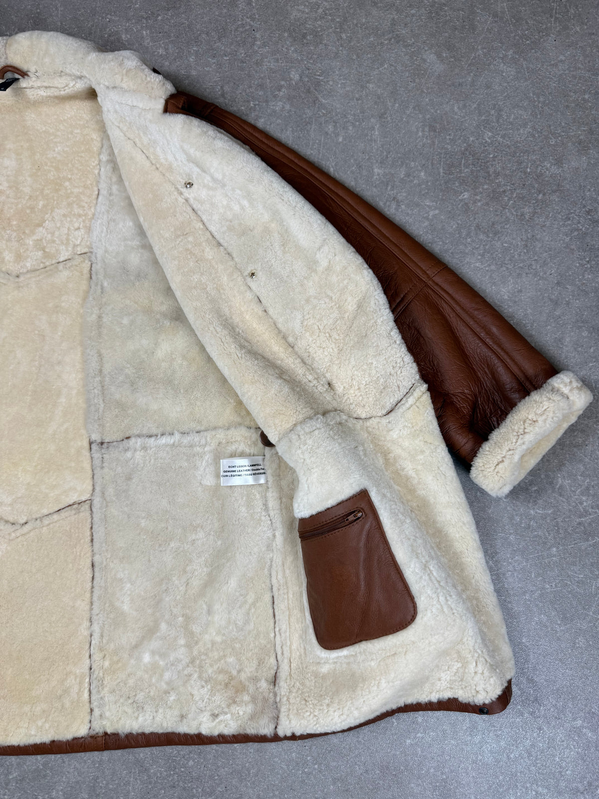 Vintage Lammfellmantel  Gr. 42 – Echtleder Braun Shearling Wintermantel