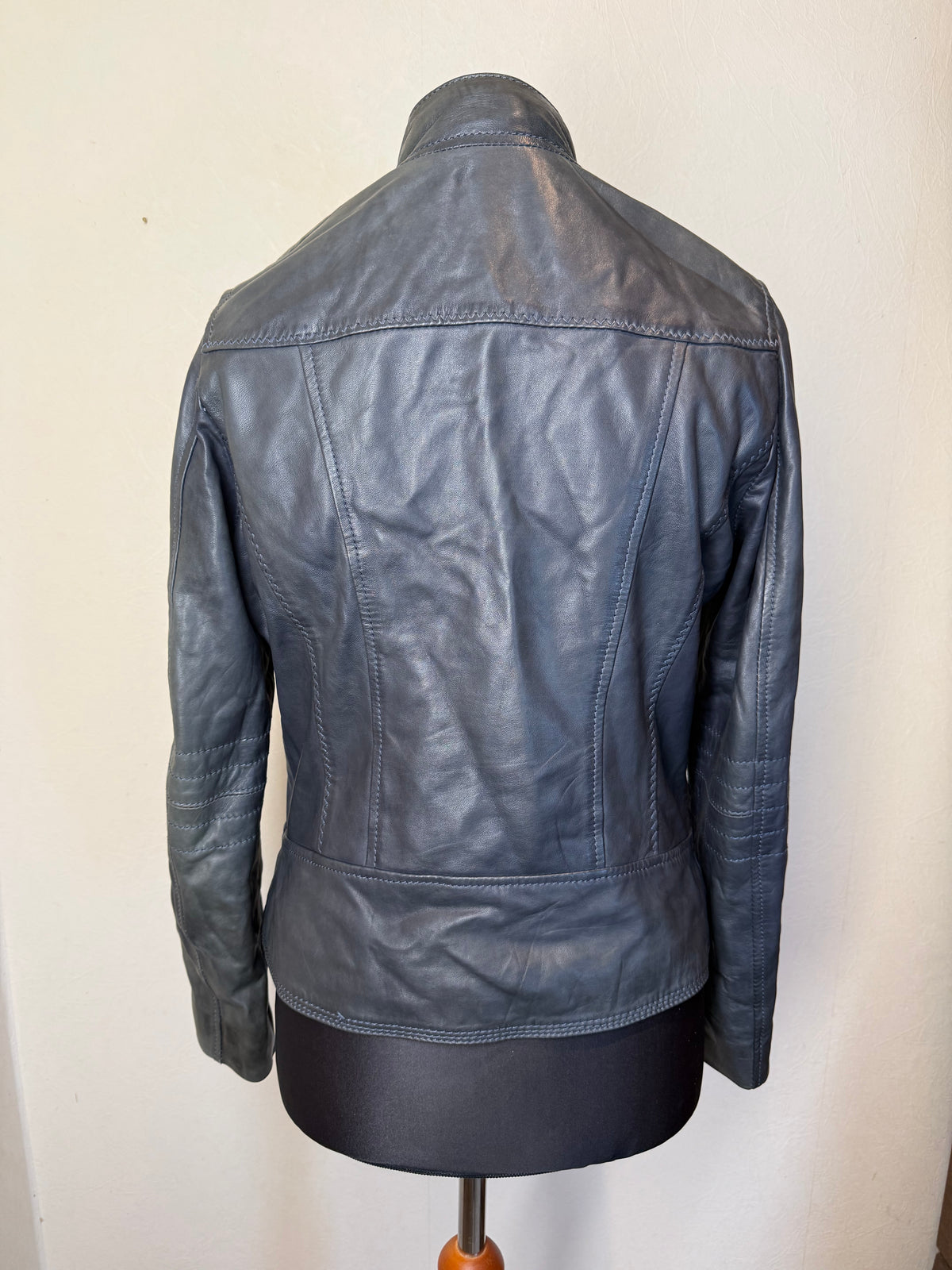 Oakwood Lederjacke S-M Grau Echtleder Biker Jacke Übergangsjacke