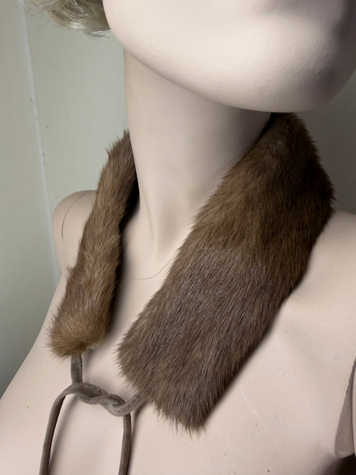 Vintage Nerz Pelzkragen Braun Echtfell Mink Fellkragen Stola Schleife Damen 60er
