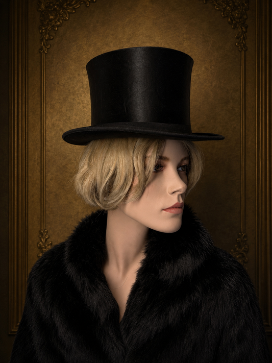 Antiker Klappzylinder Chapeau Claque schwarz Druckfrei Patent Zylinder mit Original Hutbox Vintage