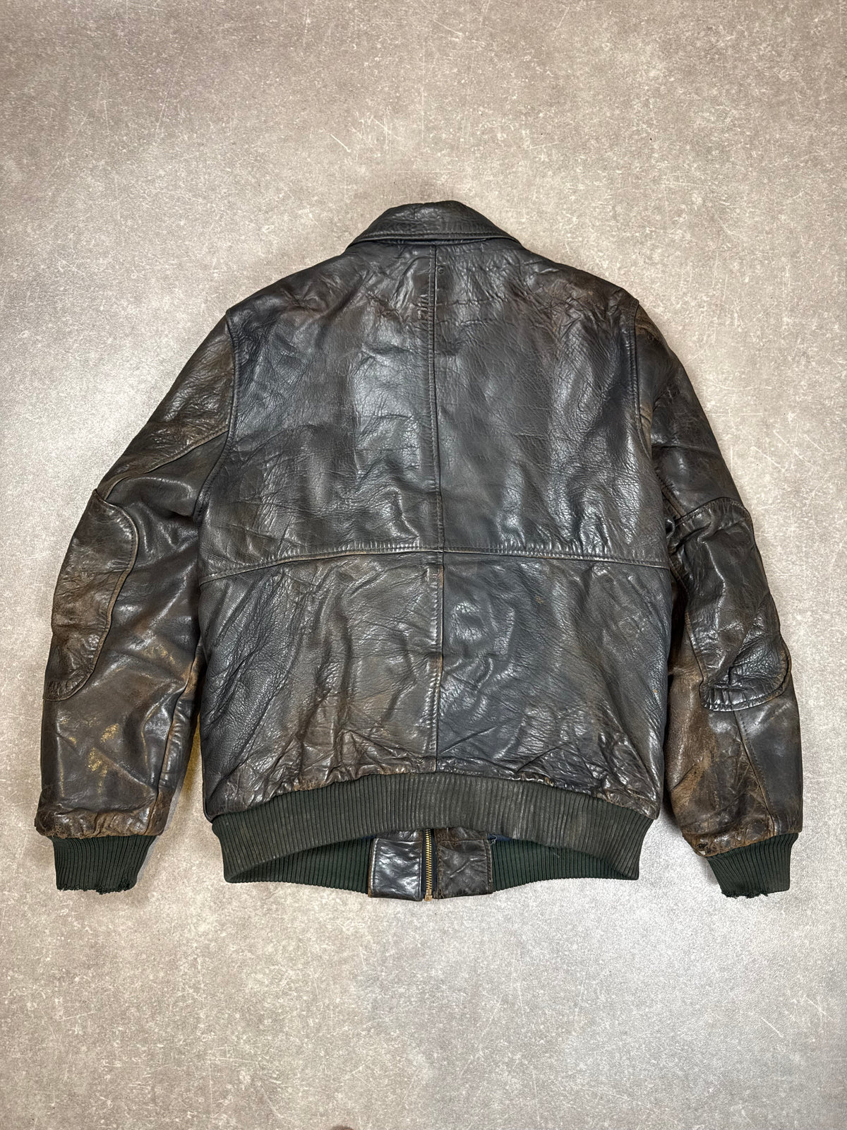 Vintage Angelo Litrico Roma Lederjacke Herren Bomberjacke Echtleder Braun