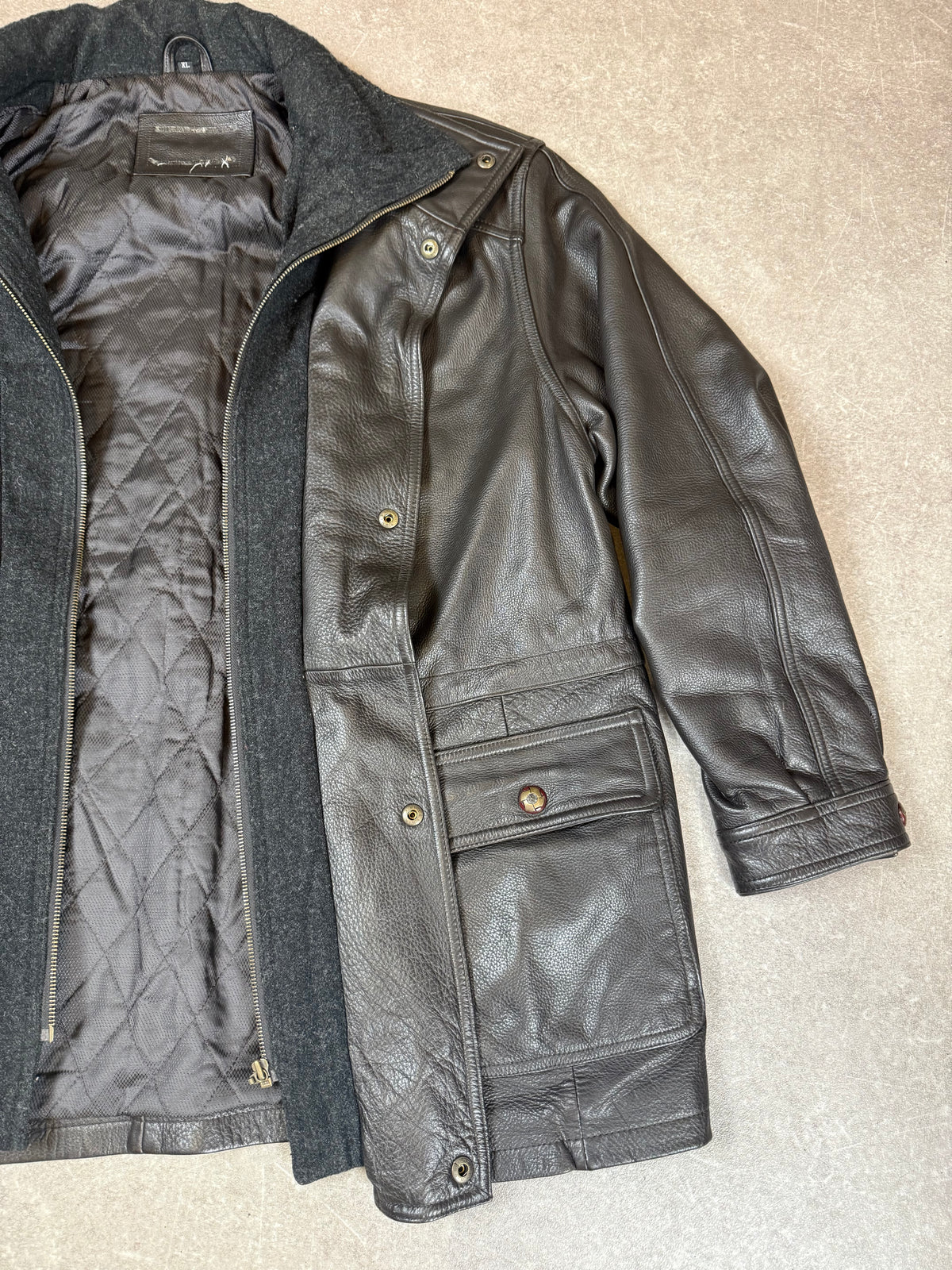 Vintage Herren Lederjacke Echtleder Schwarz mit herausnehmbarem Innenfutter – XL