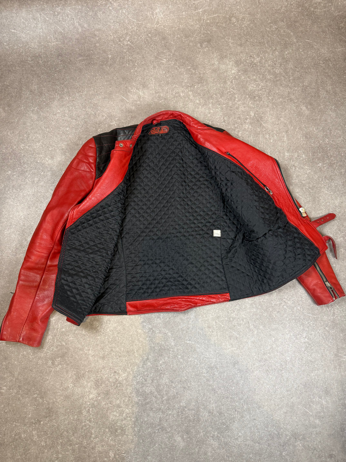Vintage Cobra Lederjacke Gr. 50 Rot Schwarz Echtleder Biker Motorradjacke