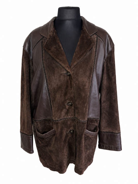Leather Sound Lederjacke 48 Braun Wildleder Lammnappa Vintage Blazer Jacke