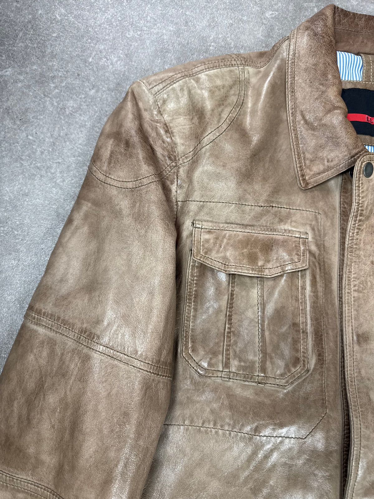 LLOYD Lederjacke Herren Braun Gr. 50 Vintage Field Jacket Echtleder Übergangsjacke