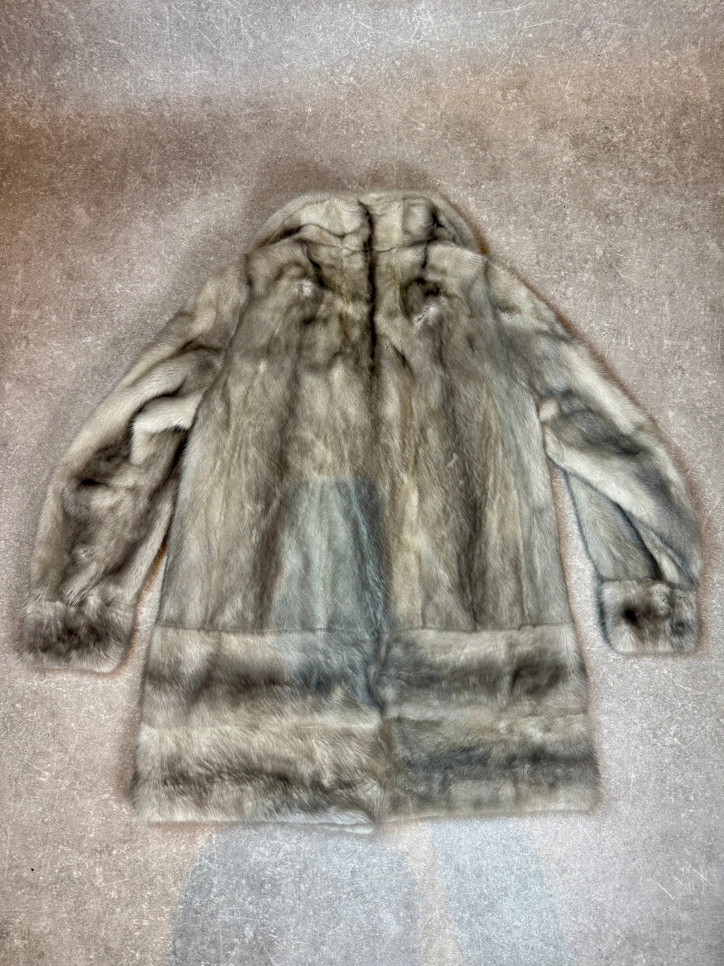 Edler Nerzmantel Silber Nerz Pelzmantel Vintage Echtpelz Grau Damen Gr. 42/44