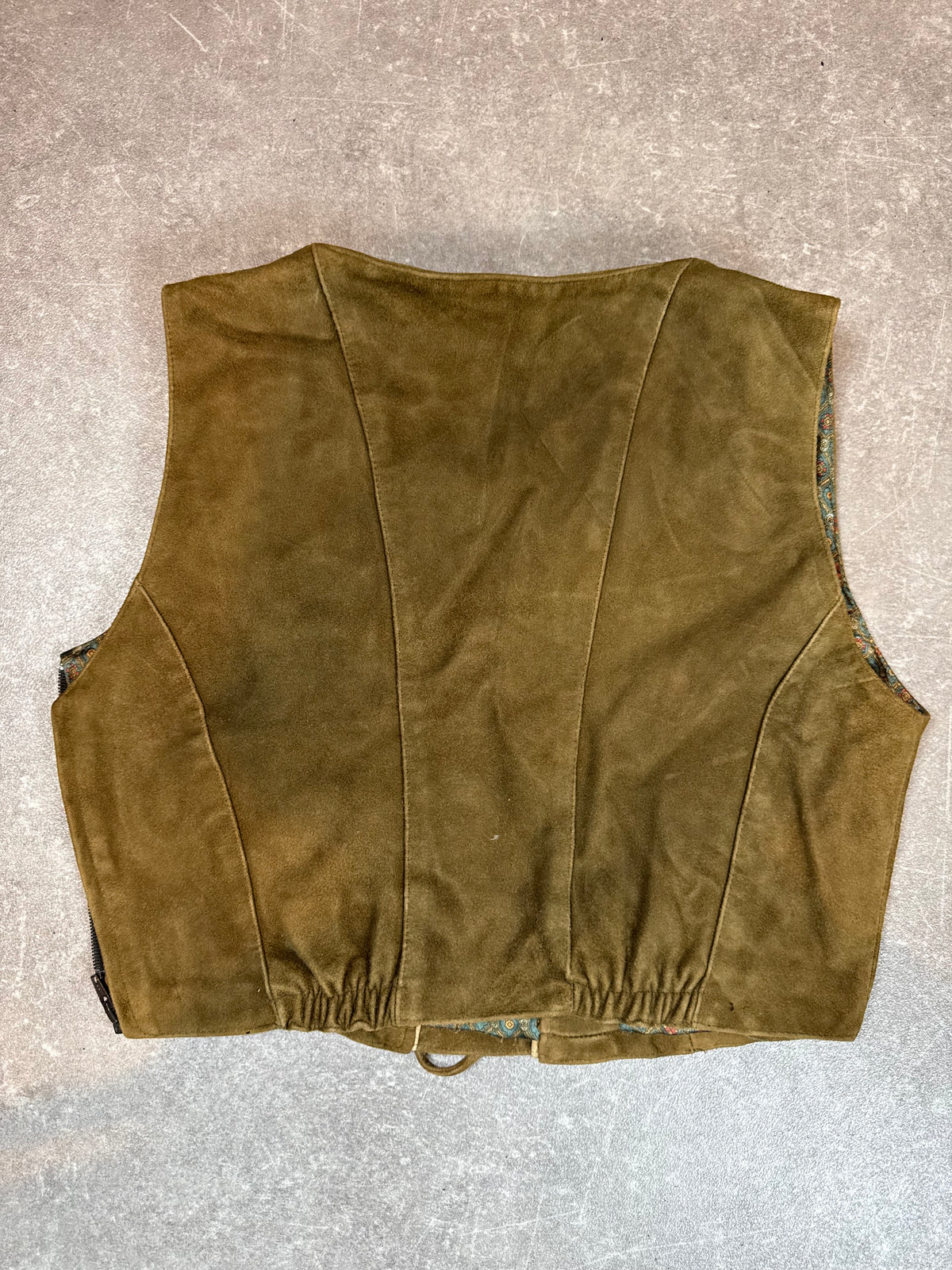 Vintage Damen Wildlederweste Braun Schnürung Trachten Boho Lederweste