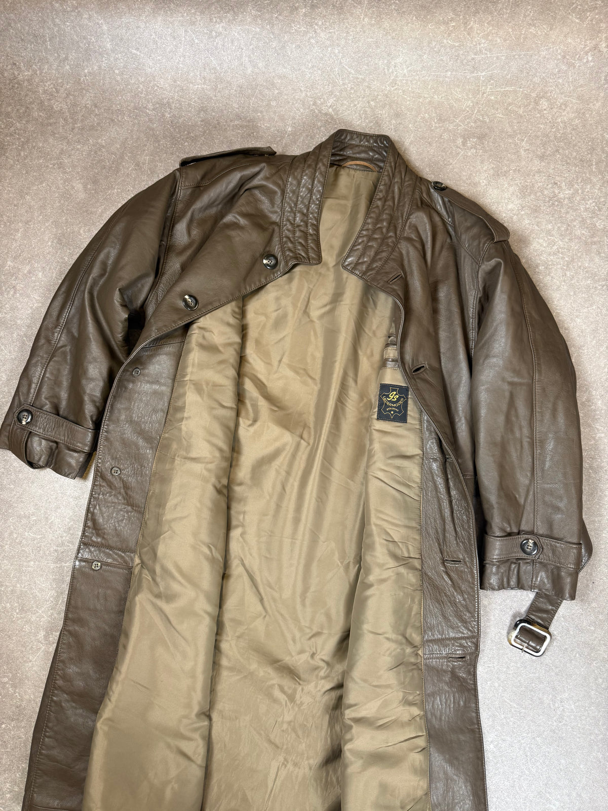 Vintage Herren Ledermantel Braun – GS Herrenmoden Echtleder 70er 80er