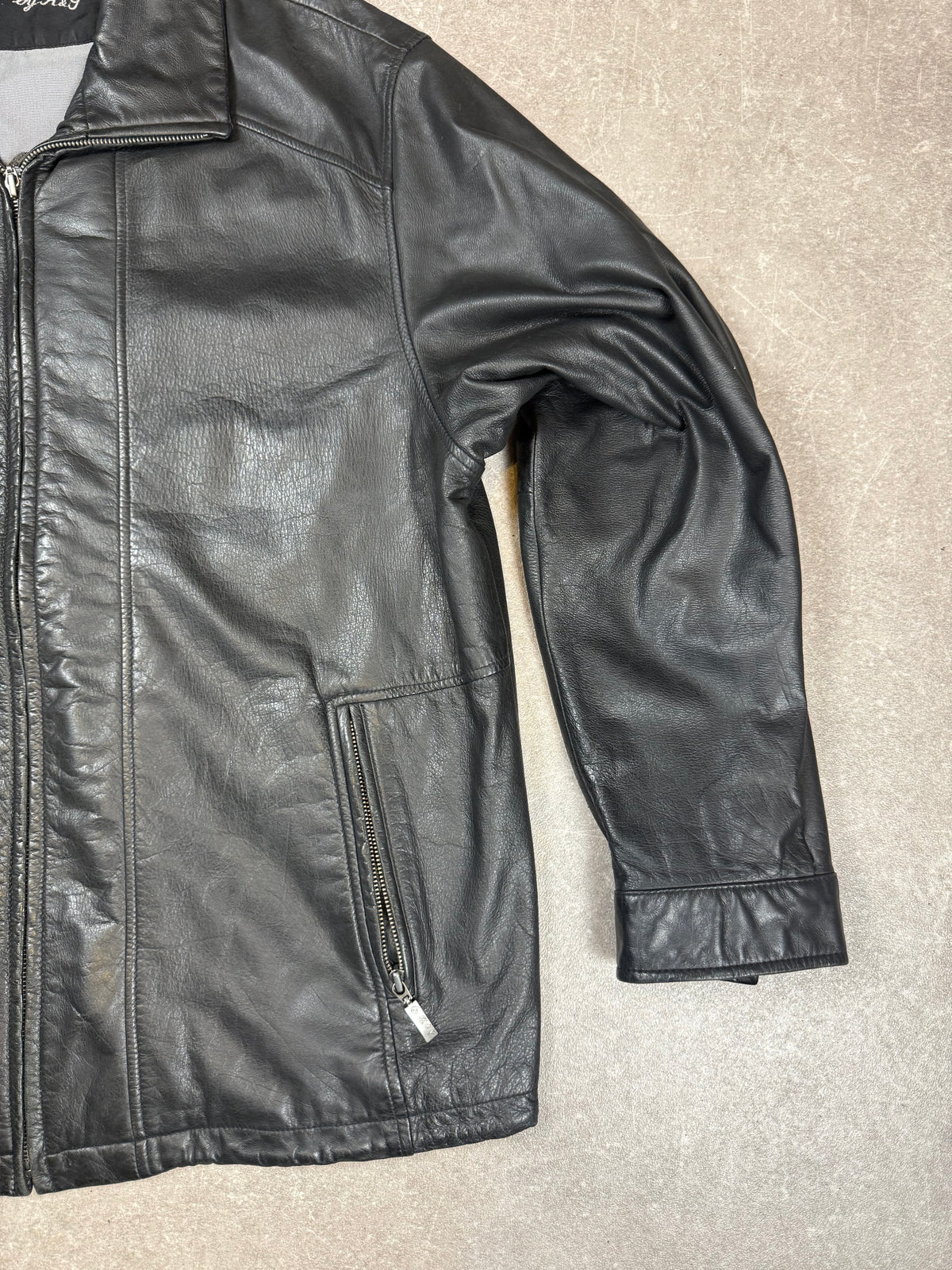 Vintage Herren Lederjacke Schwarz Gr. 52 R&G Echtleder 90er Jahre