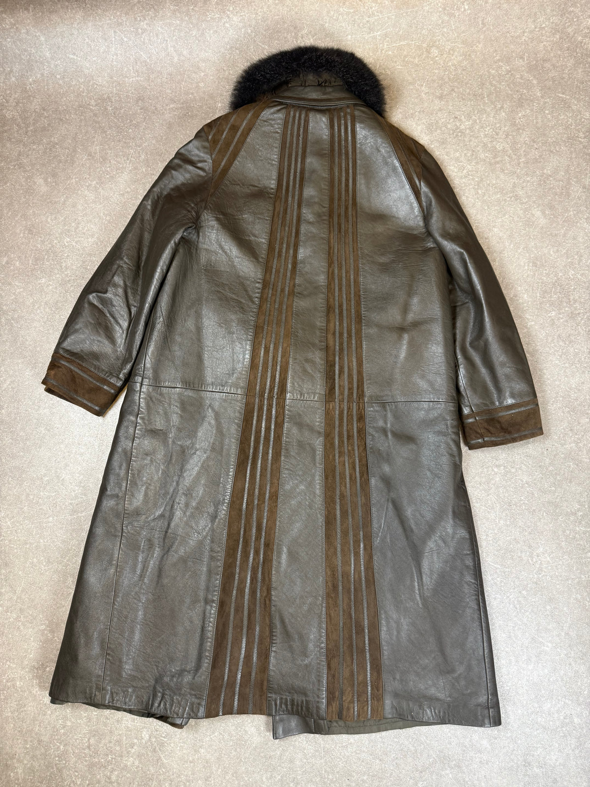 Vintage Norma Ledermantel Echtleder mit Nutria Naturfell Braun – Gr. ca. 42