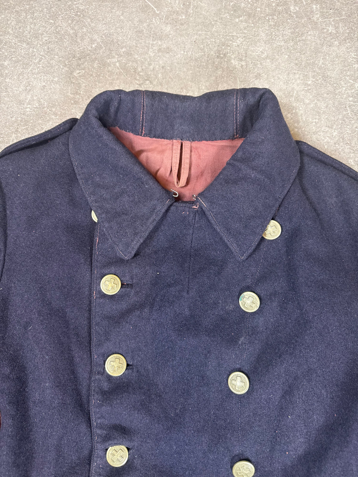 Vintage Schweizer Armee Uniformjacke Wolljacke Militär Dunkelblau Swiss Army