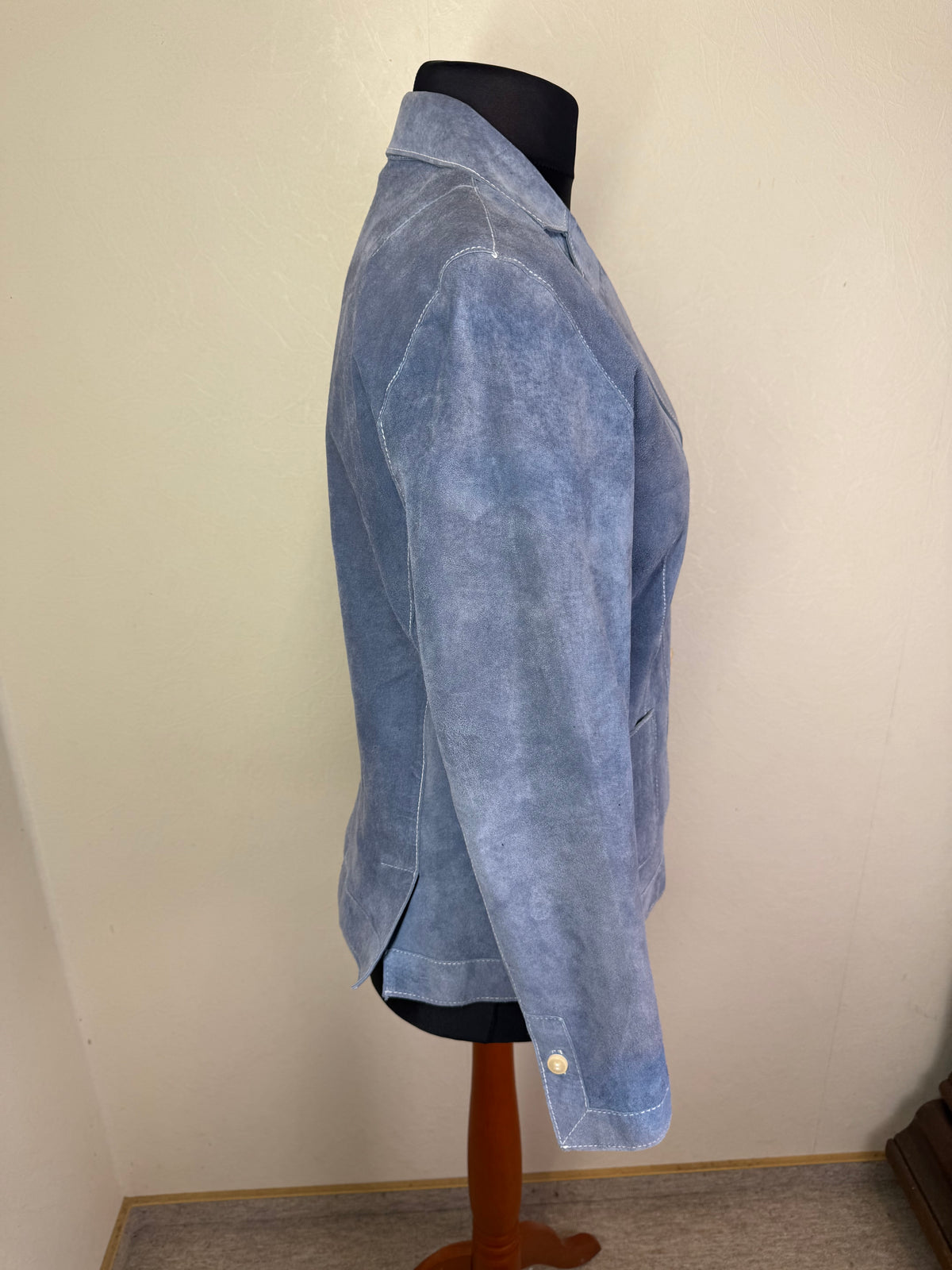 TCM Wildleder Blazer Damen 40 42 Hellblau Echtleder Lederjacke Vintage