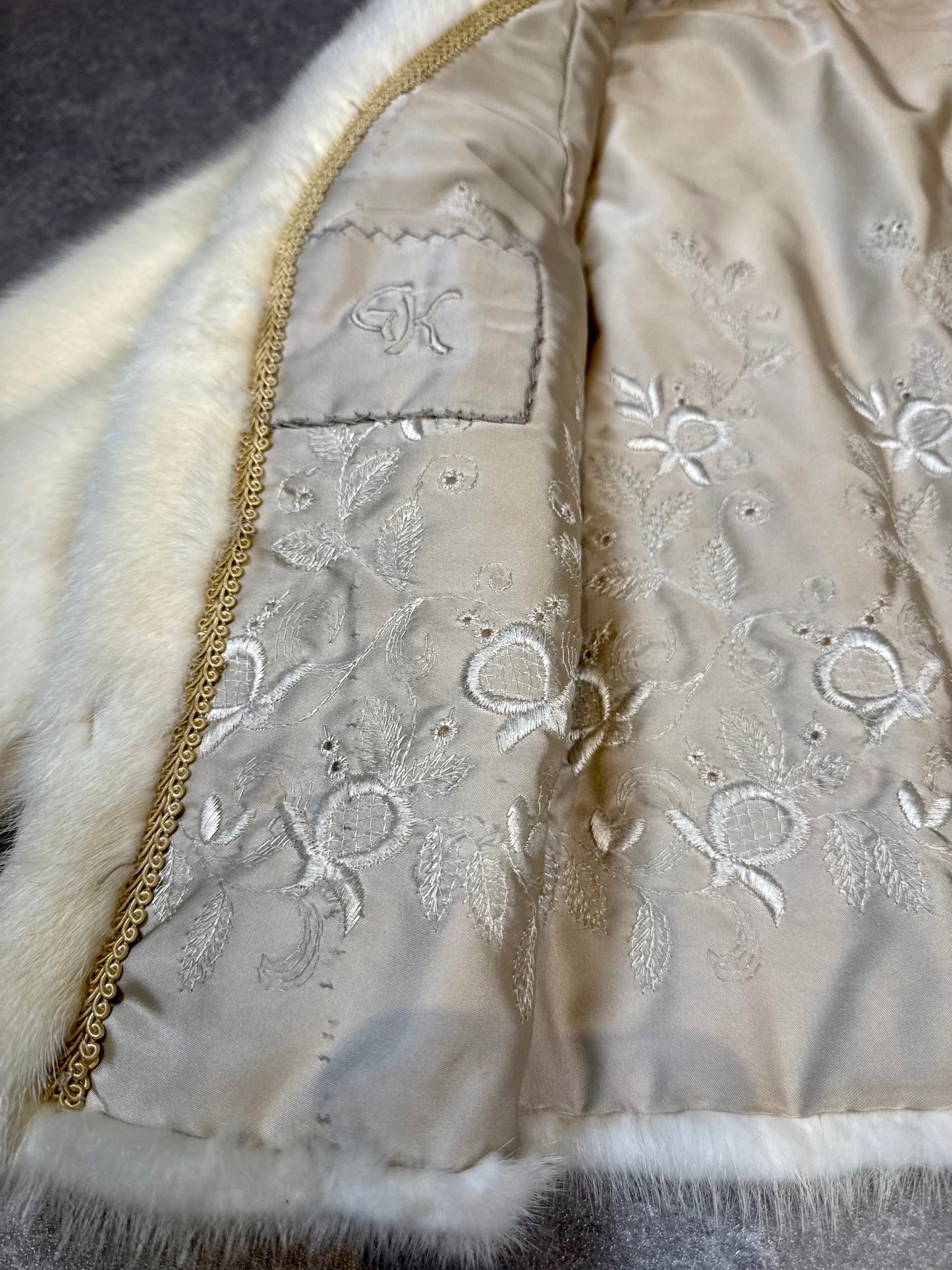 Vintage Nerzjacke Creme Weiß – Echter Nerz Pelzjacke Kurzjacke Schalkragen | Damen Größe M-L