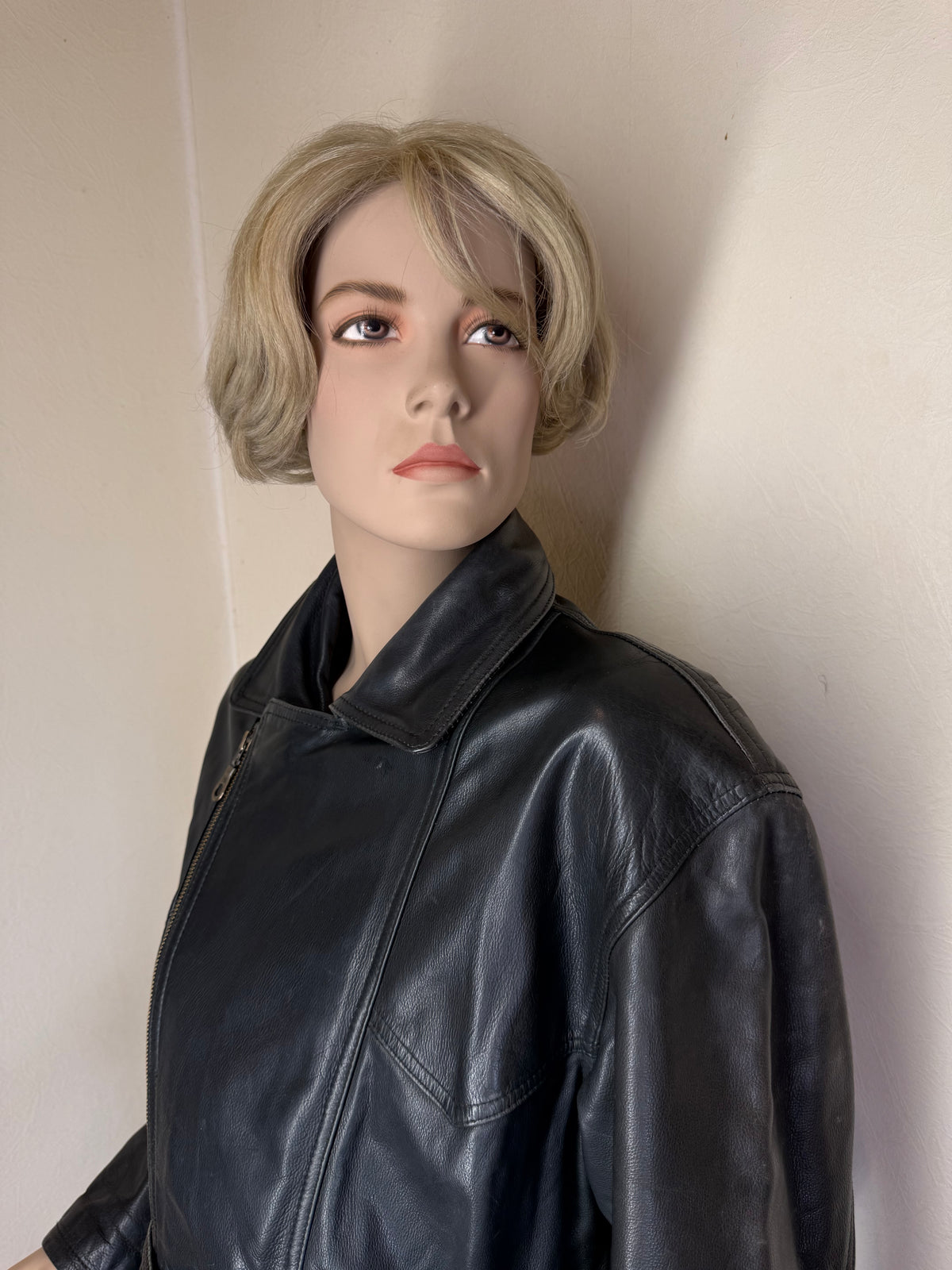 Vintage Marc O’Polo Lederjacke Gr. L Schwarz – Echtleder Bikerjacke mit Gürtel