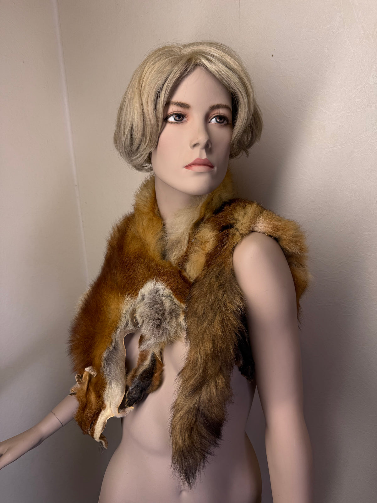Antiker Rotfuchs Pelz Stola Ganzfuchs Echtfell Fuchsfell mit Kopf Pfoten & Schweif Vintage