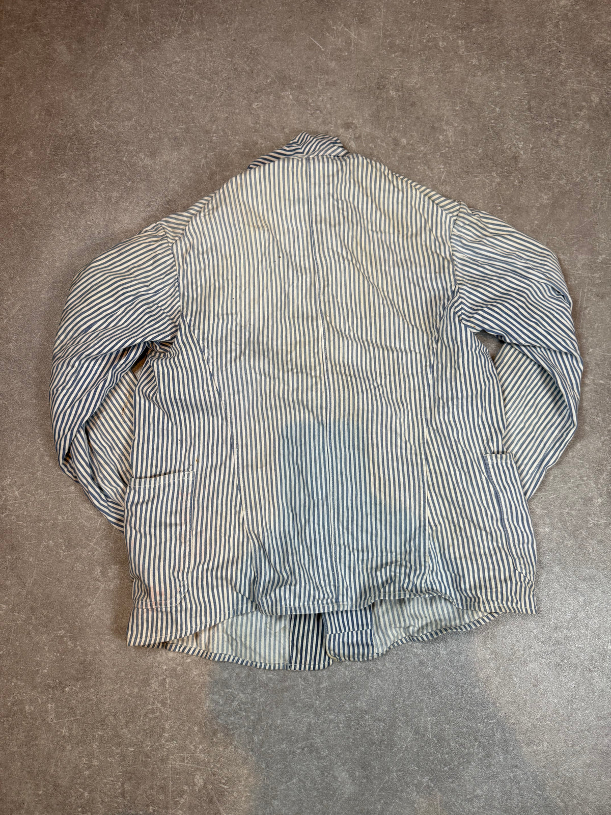 Antike Arbeitsjacke Herren Blau Weiß Gestreift – Vintage Arbeitskittel Workwear