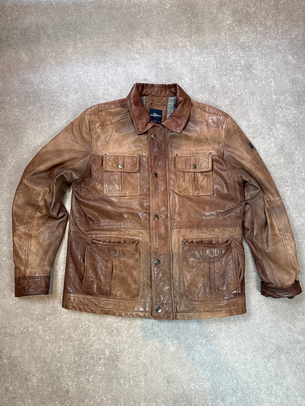 Engbers Lederjacke Herren Braun L Vintage Field Jacket Nappaleder Outdoor