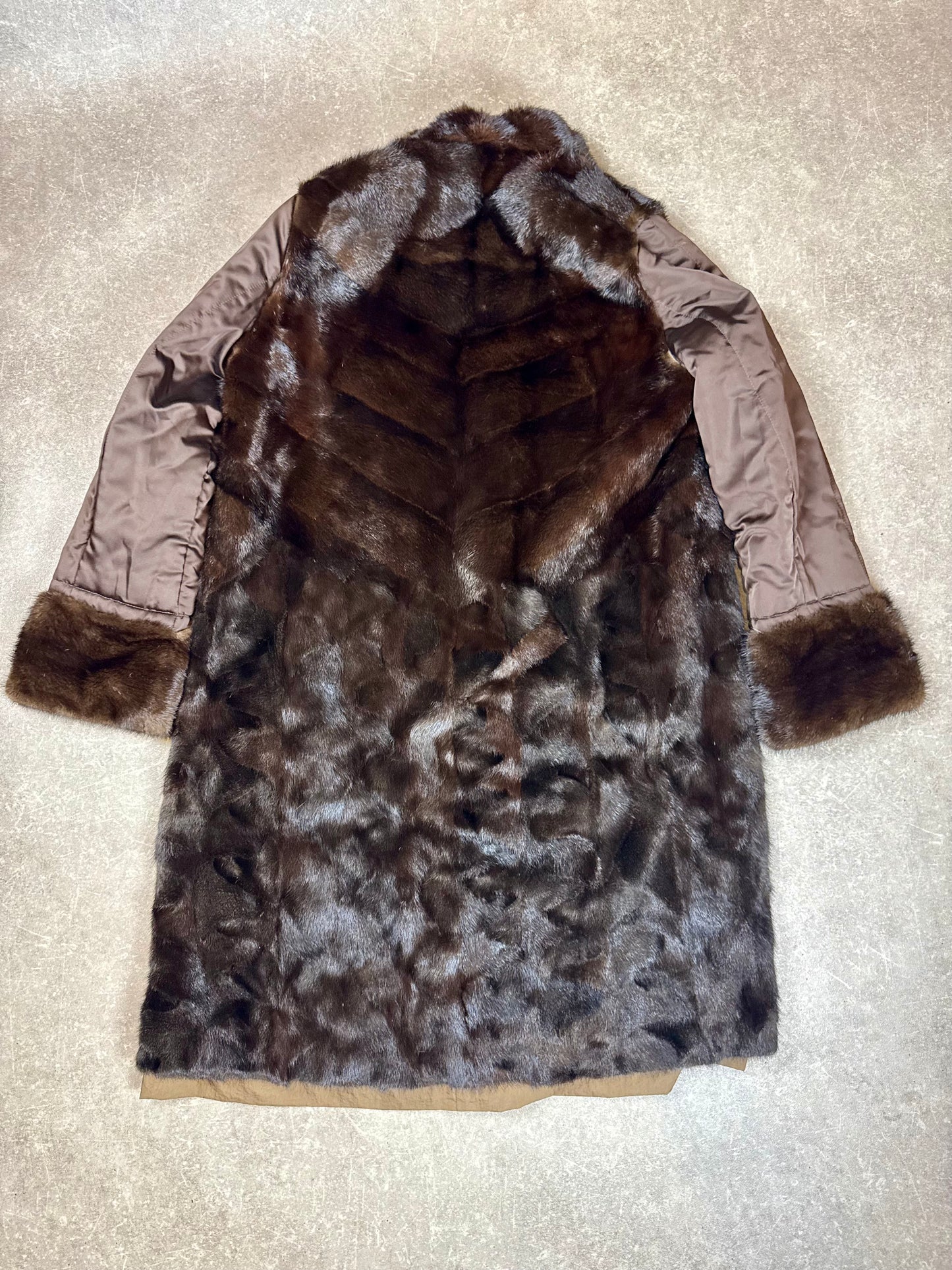 Vintage Nerzmantel Echtpelz Braun Damen Pelzmantel Lang Klassisch Elegant Winter