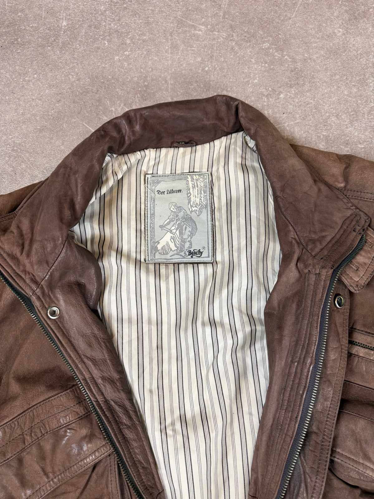 Vintage Herren Lederjacke Der Lederer Beachy Gr. 48 Braun Echtleder 80er/90er