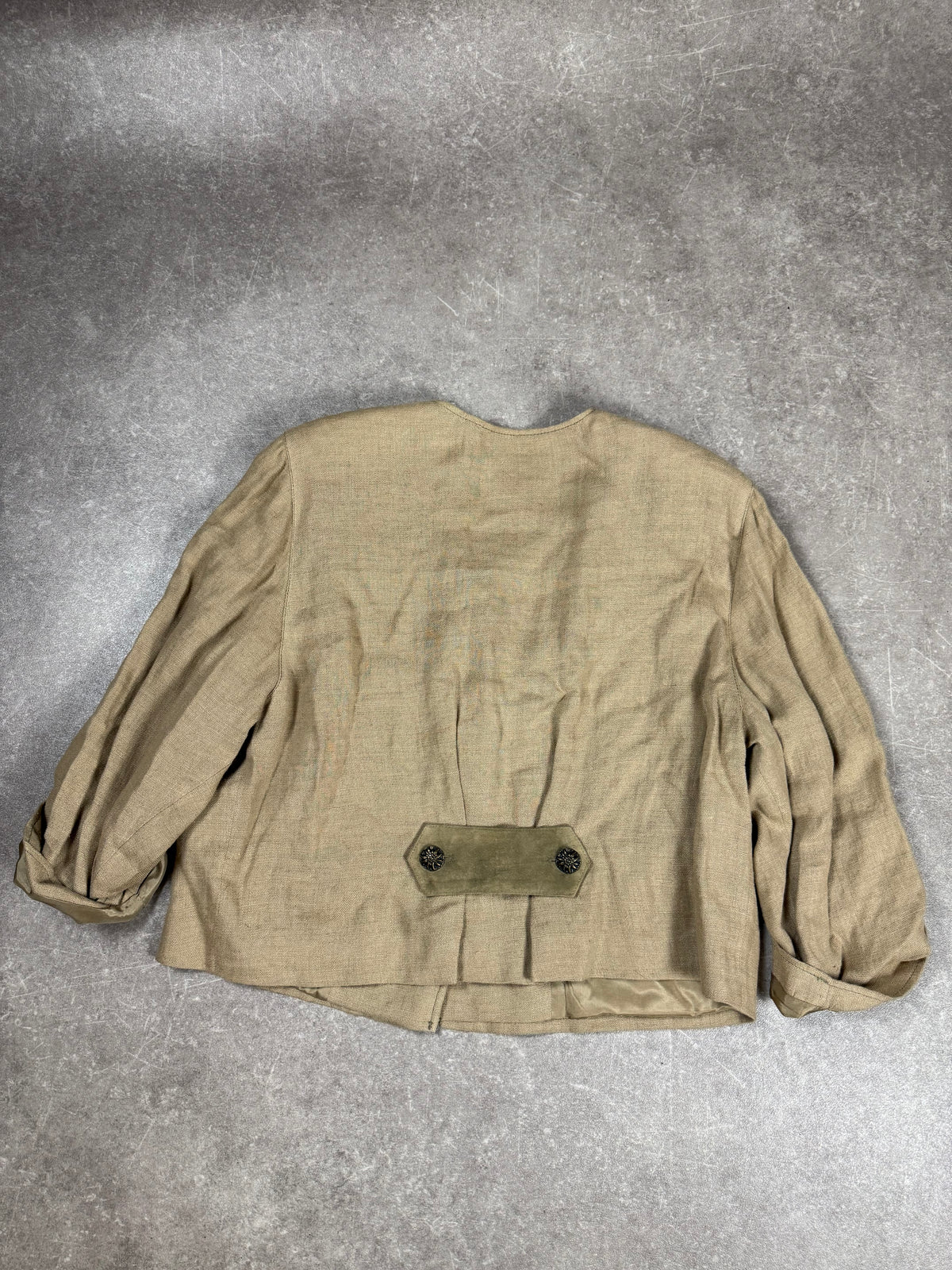 Vintage JULIUS LANG Beige Linen Jacket Metal Buttons