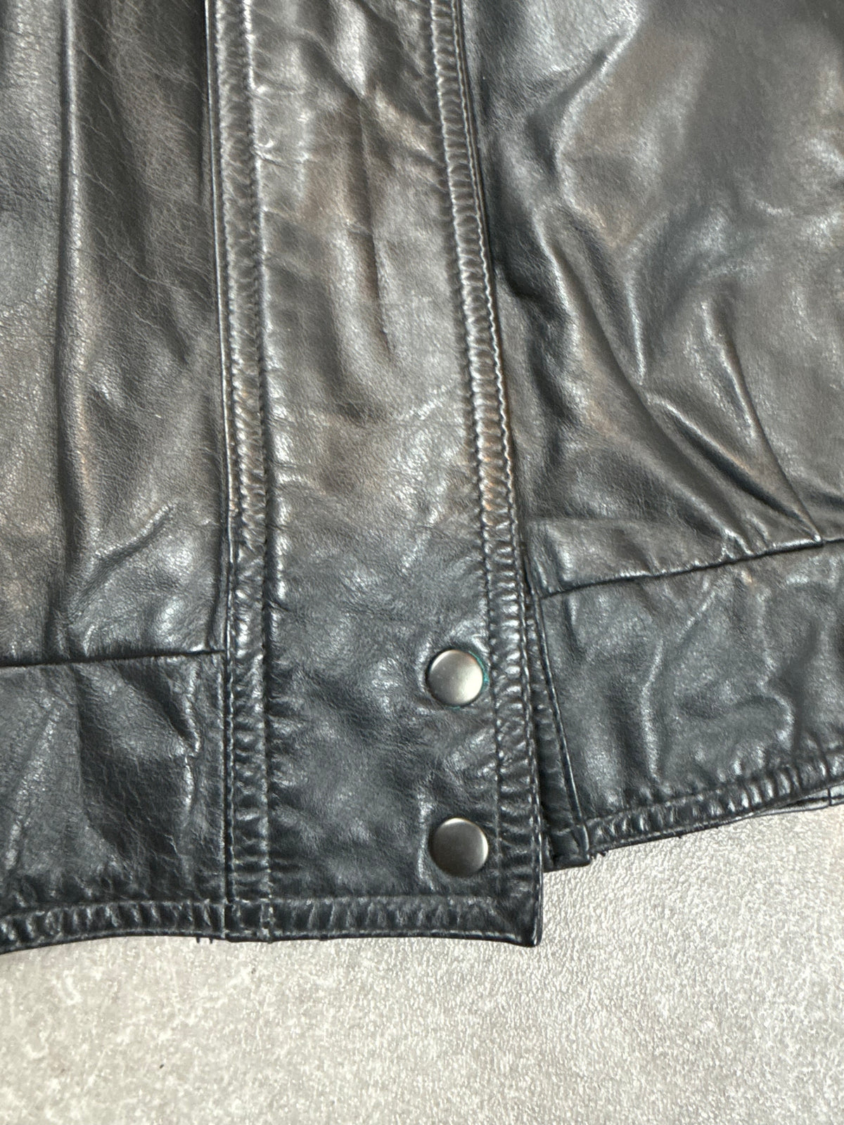 Vintage Lederjacke Echtleder Schwarz Übergangsjacke 80er 90er Oversize Gr 42 44