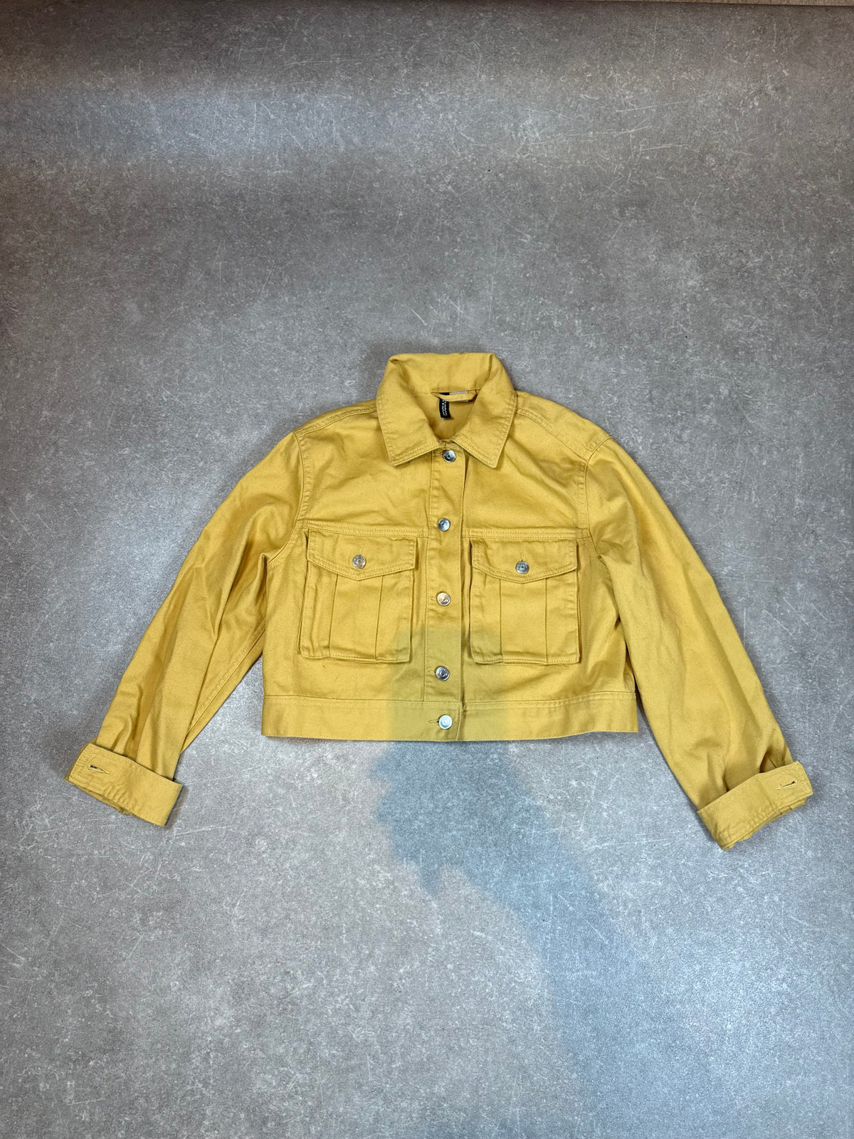 H&M Divided Damen Cropped Jeansjacke Gr. S Senfgelb Ocker Kurzjacke