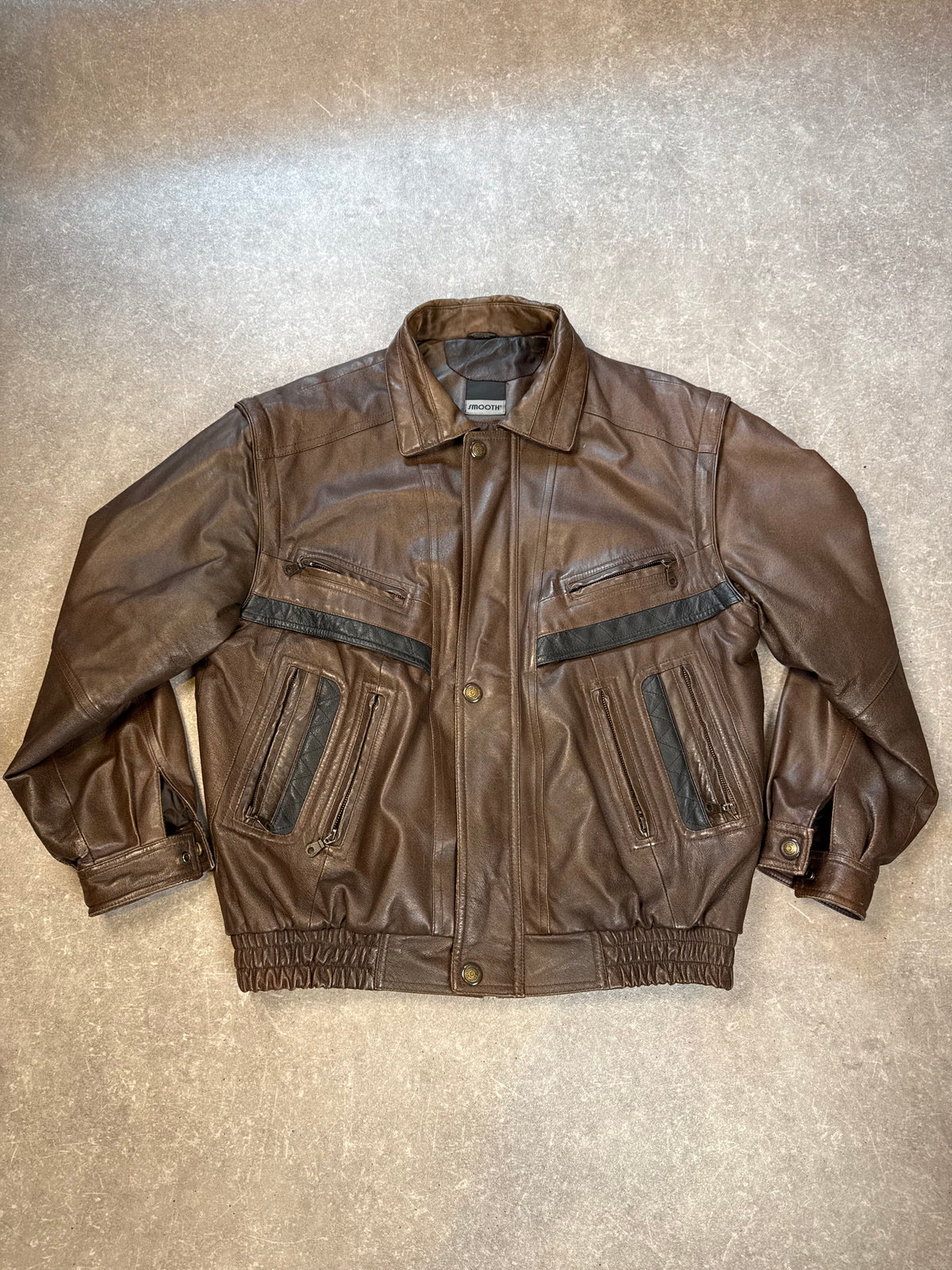 Smooth Lederjacke Herren XL Braun Schwarz Blouson Nappaleder Thermolite Vintage