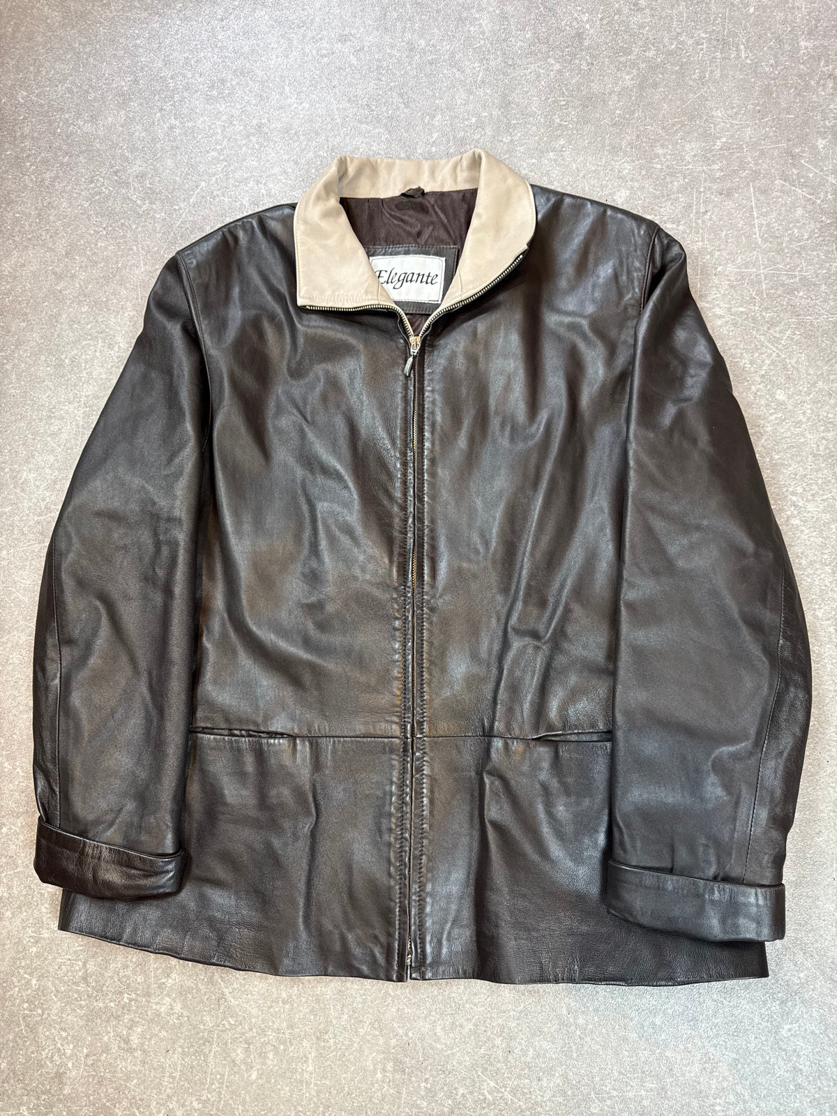 Elegante Lederjacke Herren XL 54 Braun Echtleder Vintage Jacke Übergangsjacke