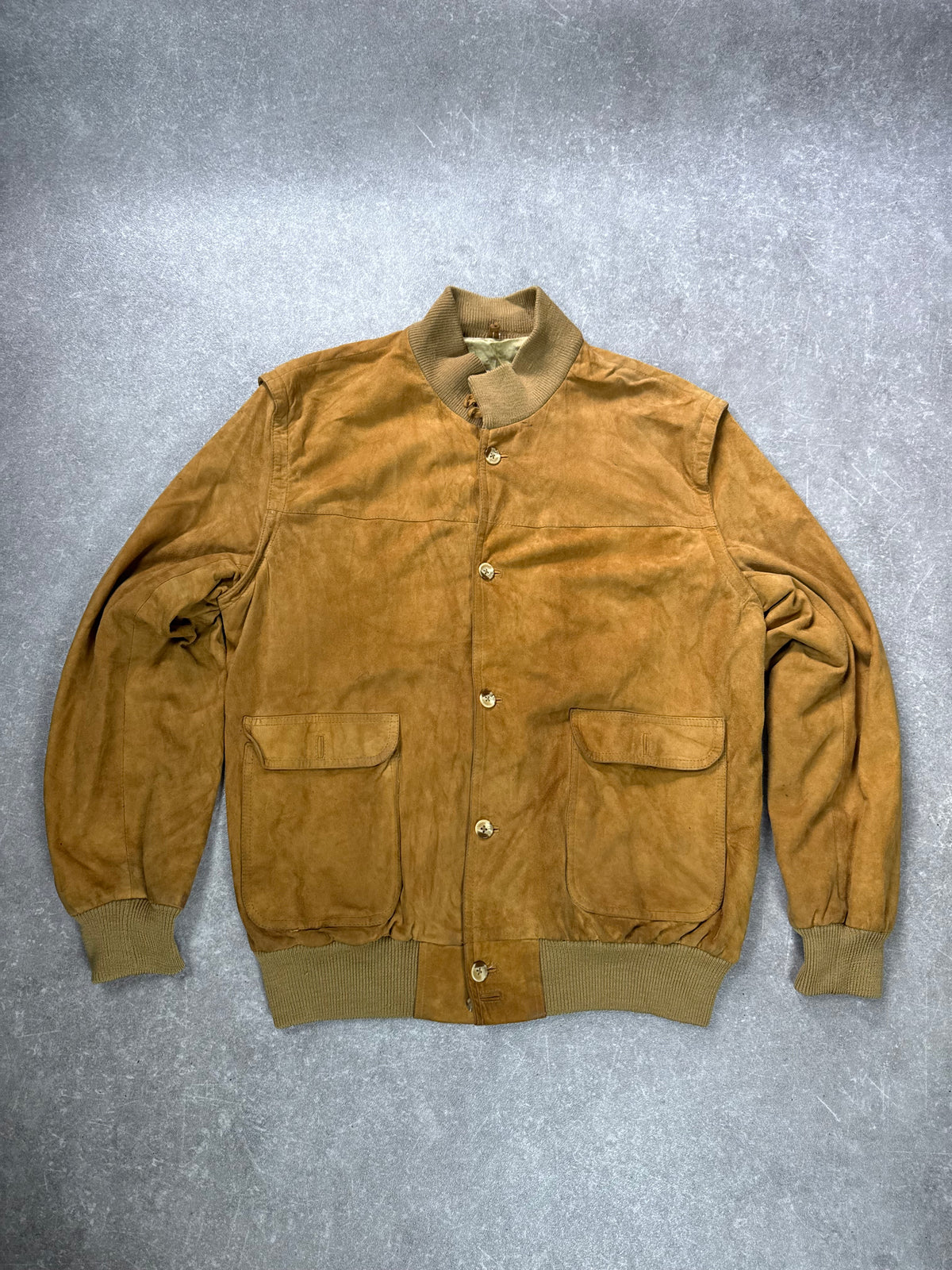 Vintage Gucci Wildleder Lederjacke Bomberjacke Braun Herren Gr. 54 Suede Blouson