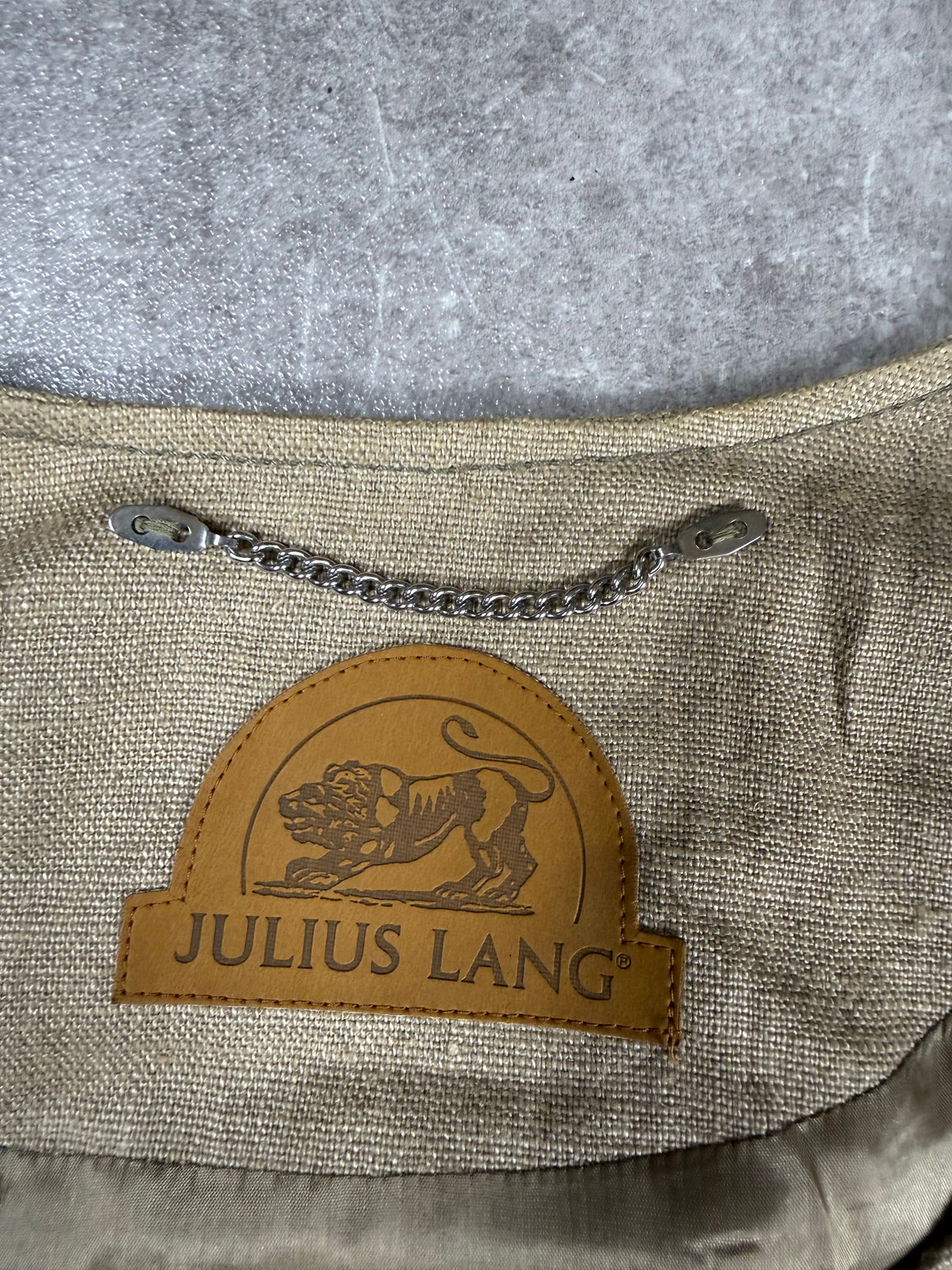 Vintage JULIUS LANG Beige Linen Jacket Metal Buttons