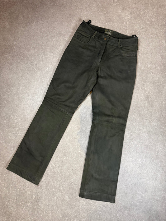 PARFORCE Damen Lederhose Gr. 38 Dunkelgrün Vintage Echtleder