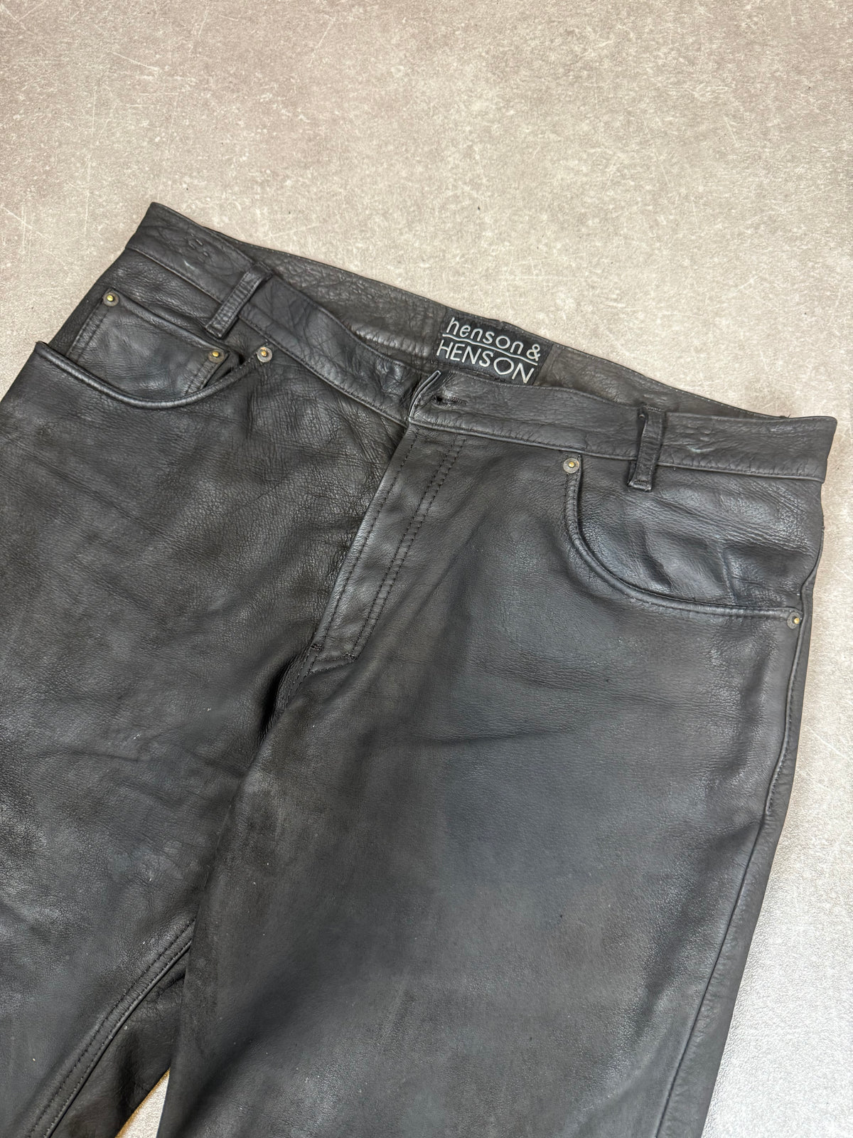 Henson & Henson Damen Lederhose Gr. 38 Schwarz Vintage Echtleder
