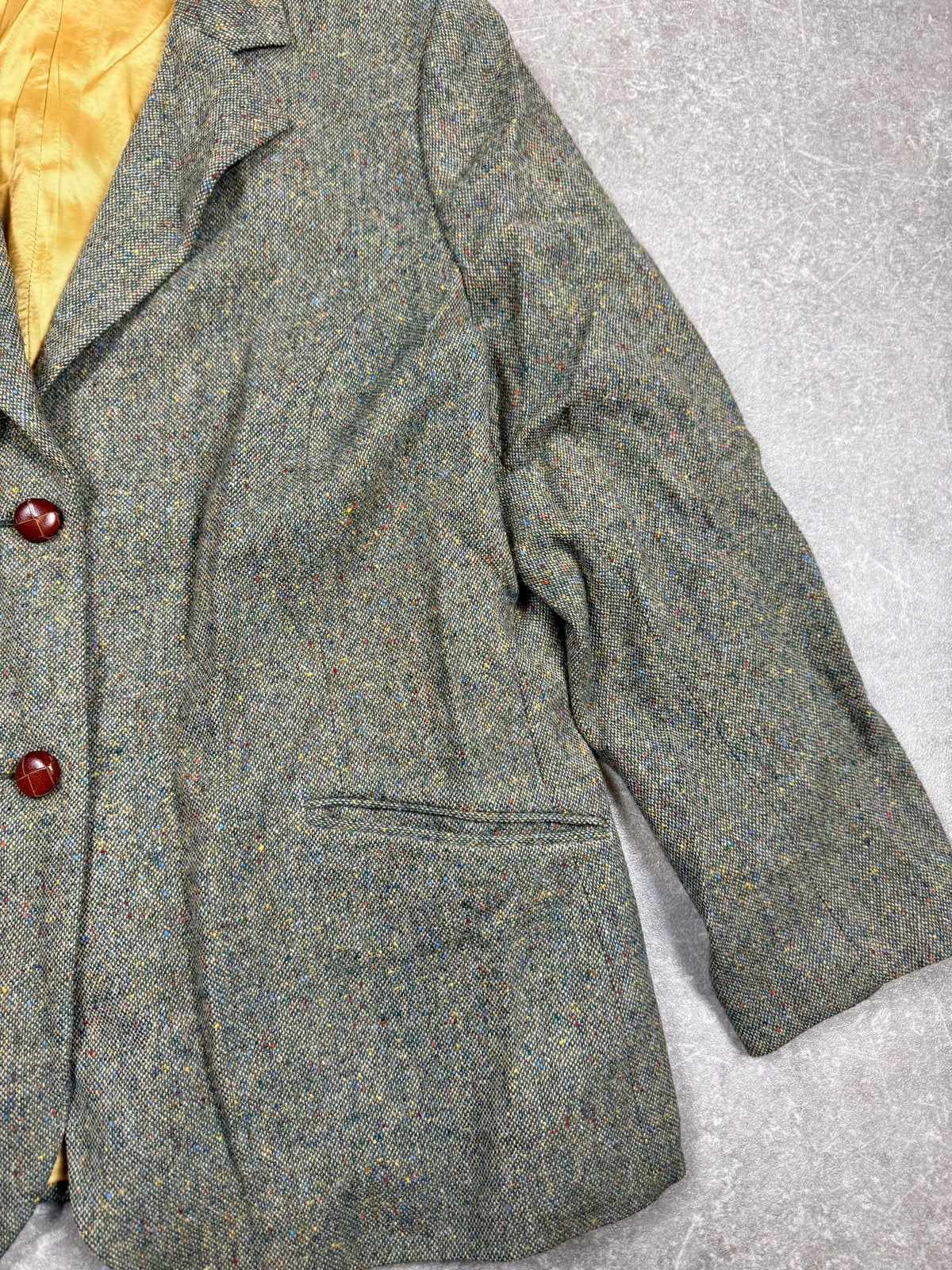 Vintage Donegal Tweed Damen Blazer Gr. 44 – 100% Schurwolle Made in Ireland
