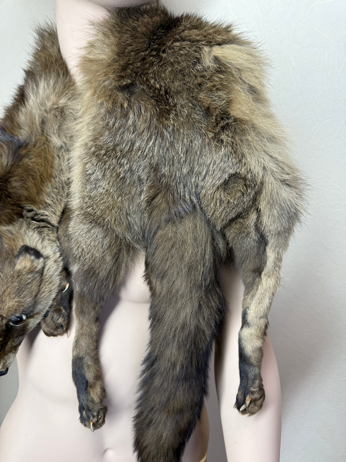 Vintage Fuchsschal Echtfell Fuchs Stola Pelzschal Mit Kopf Pfoten & Schweif Braun Real Fur Fox Scarf
