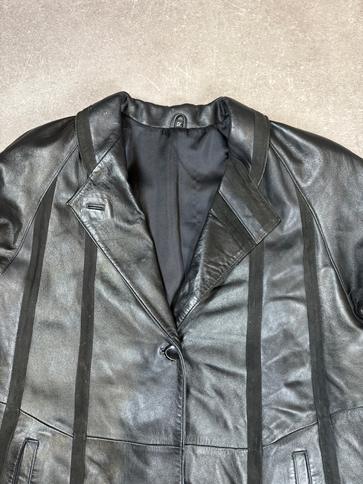 Vintage Damen Ledermantel Schwarz Echtleder Gehrock 90er Jahre