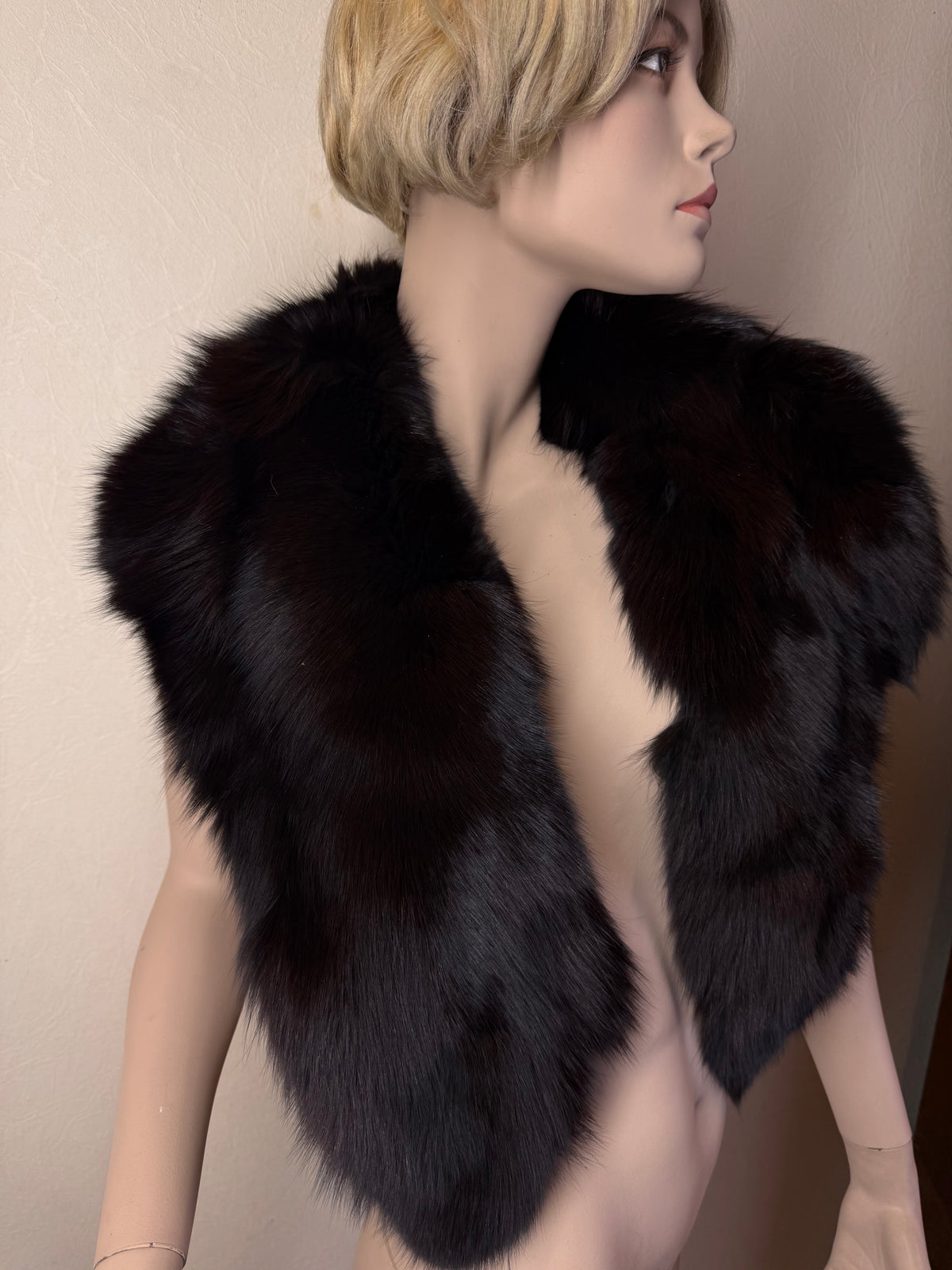 Vintage Nerz Pelzstola Schwarz Echtfell Pelzkragen Mink Fur ca. 120 cm