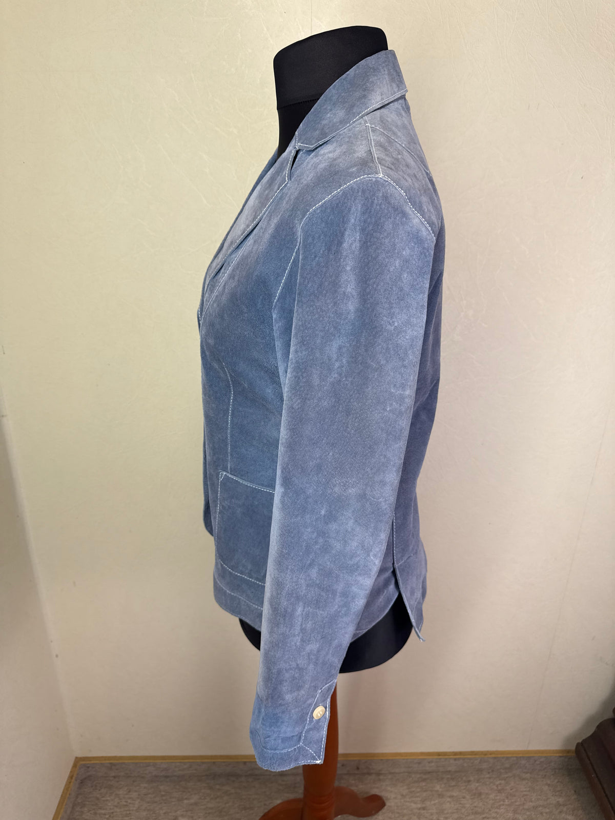TCM Wildleder Blazer Damen 40 42 Hellblau Echtleder Lederjacke Vintage