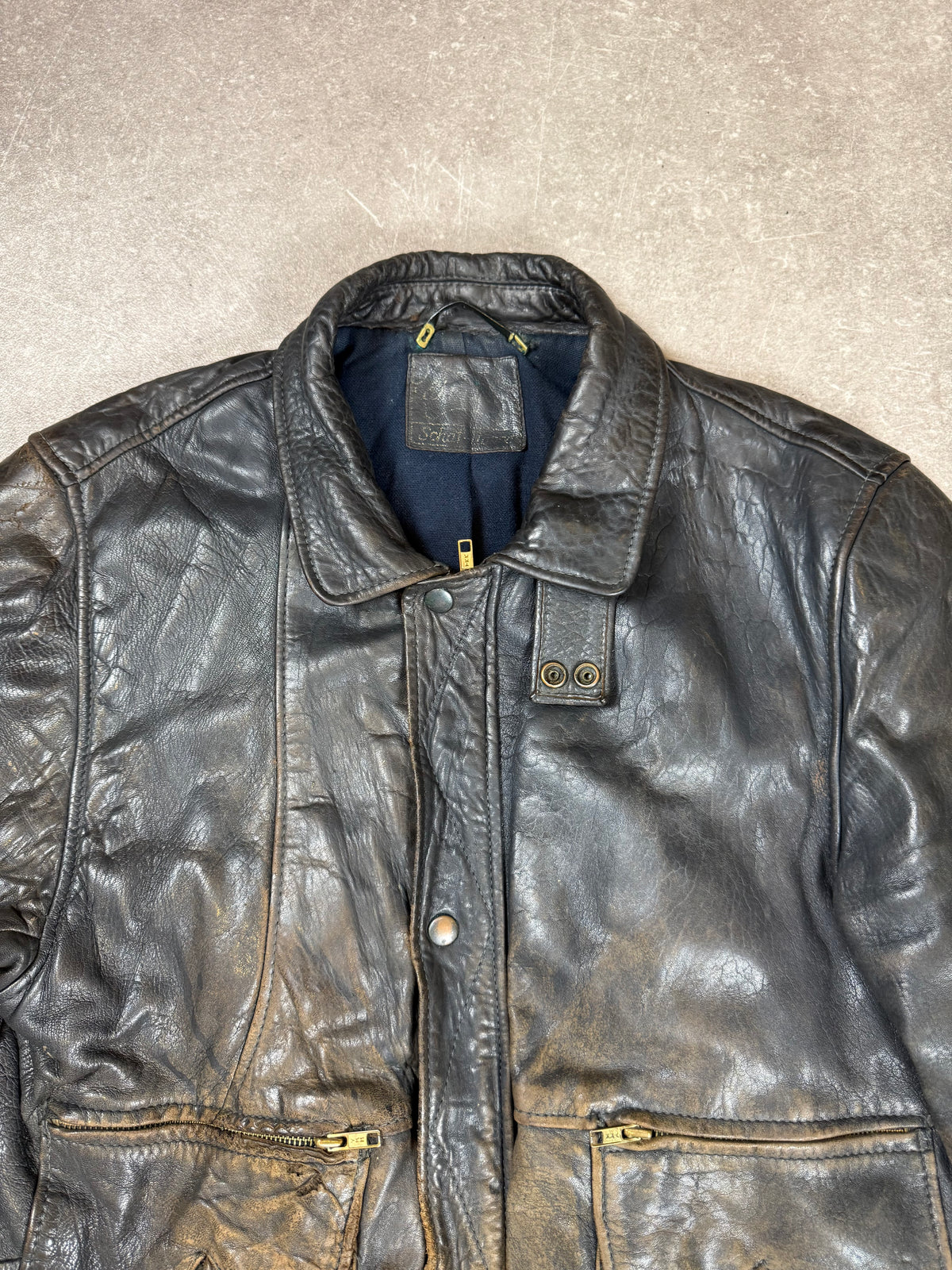 Vintage Angelo Litrico Roma Lederjacke Herren Bomberjacke Echtleder Braun