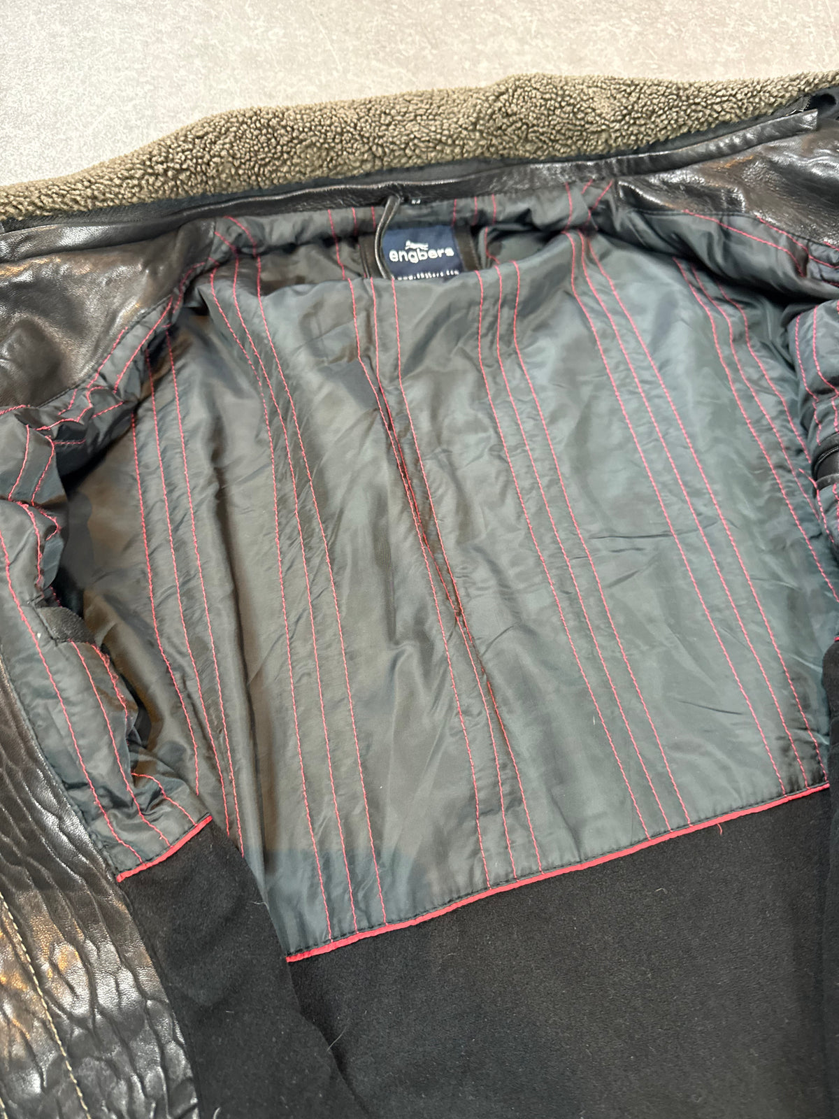 Engbers Lederjacke Herren Gr. 54 Braun Schwarz Echtleder Winterjacke mit abnehmbarem Fellkragen