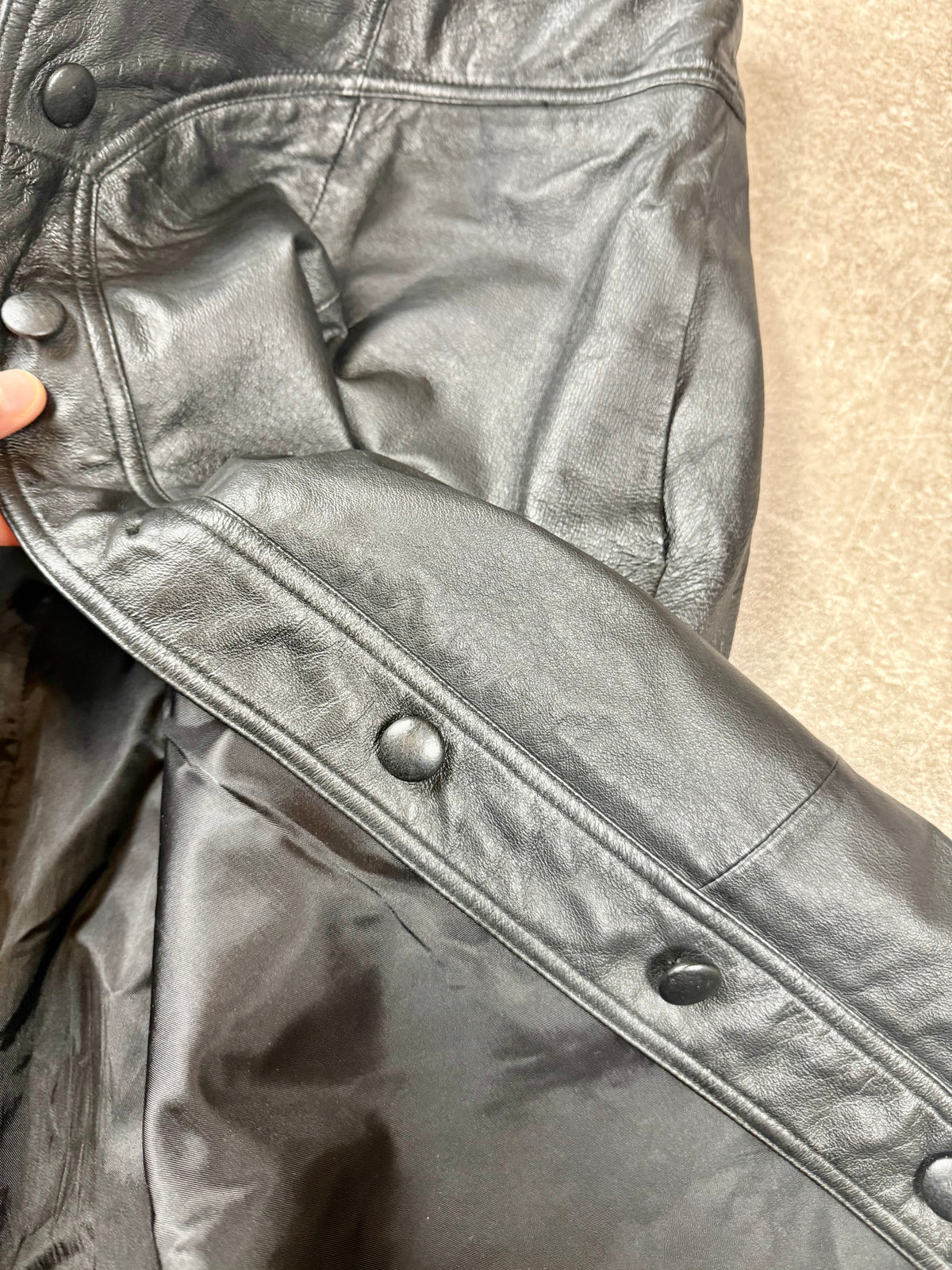 Vintage Damen Lederrock Schwarz Gr. 46 Echtleder A-Linie Lang