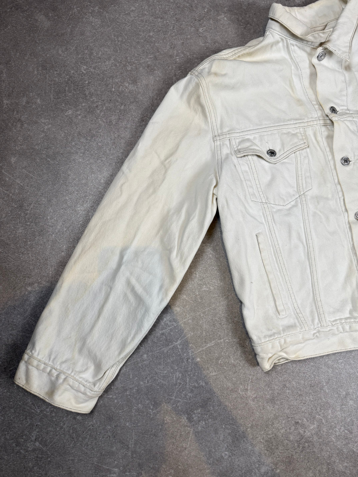 Levi’s Vintage Trucker Jeansjacke Creme Weiß Denim Herren
