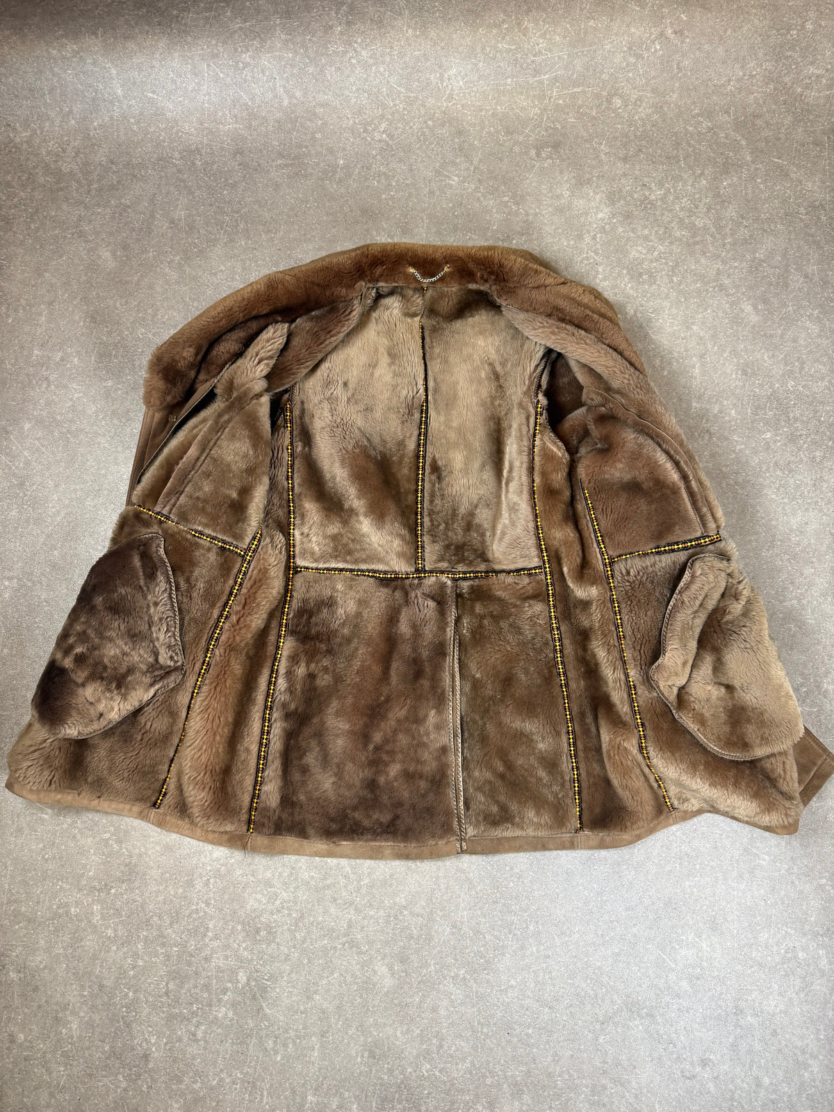 Vintage Lammfellmantel Damen Braun – Echtleder Shearling Fellmantel