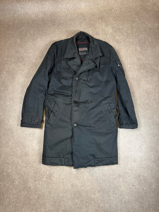 Esprit Active Terrain Herren Trenchcoat Schwarz Doppelreiher Vintage Military Mantel