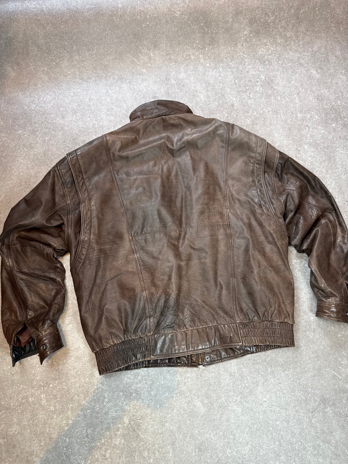 Vintage Lederjacke Herren Braun Echtleder Blouson 80er 90er Bomberjacke Gr 54 Oversize