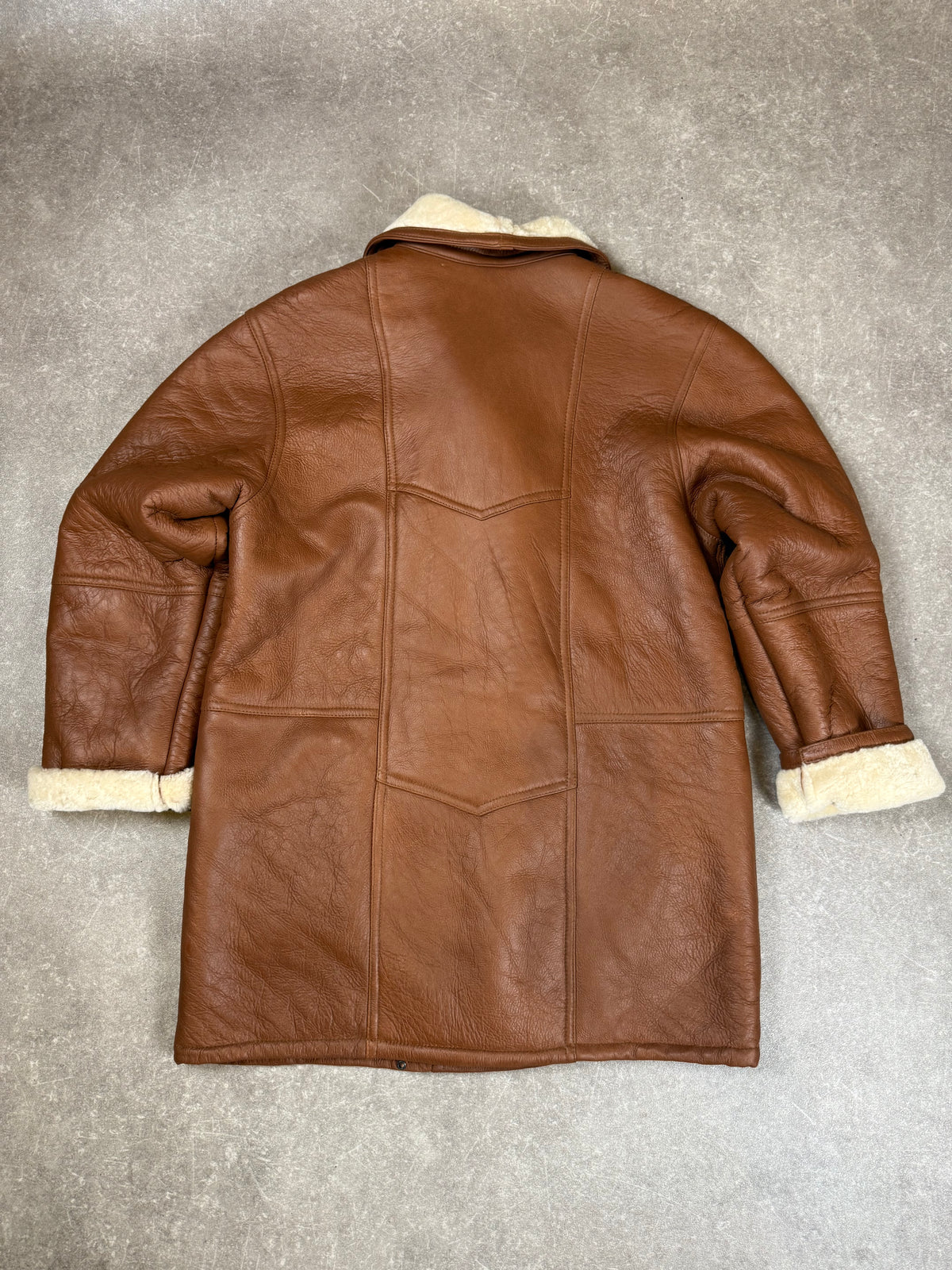 Vintage Lammfellmantel  Gr. 42 – Echtleder Braun Shearling Wintermantel