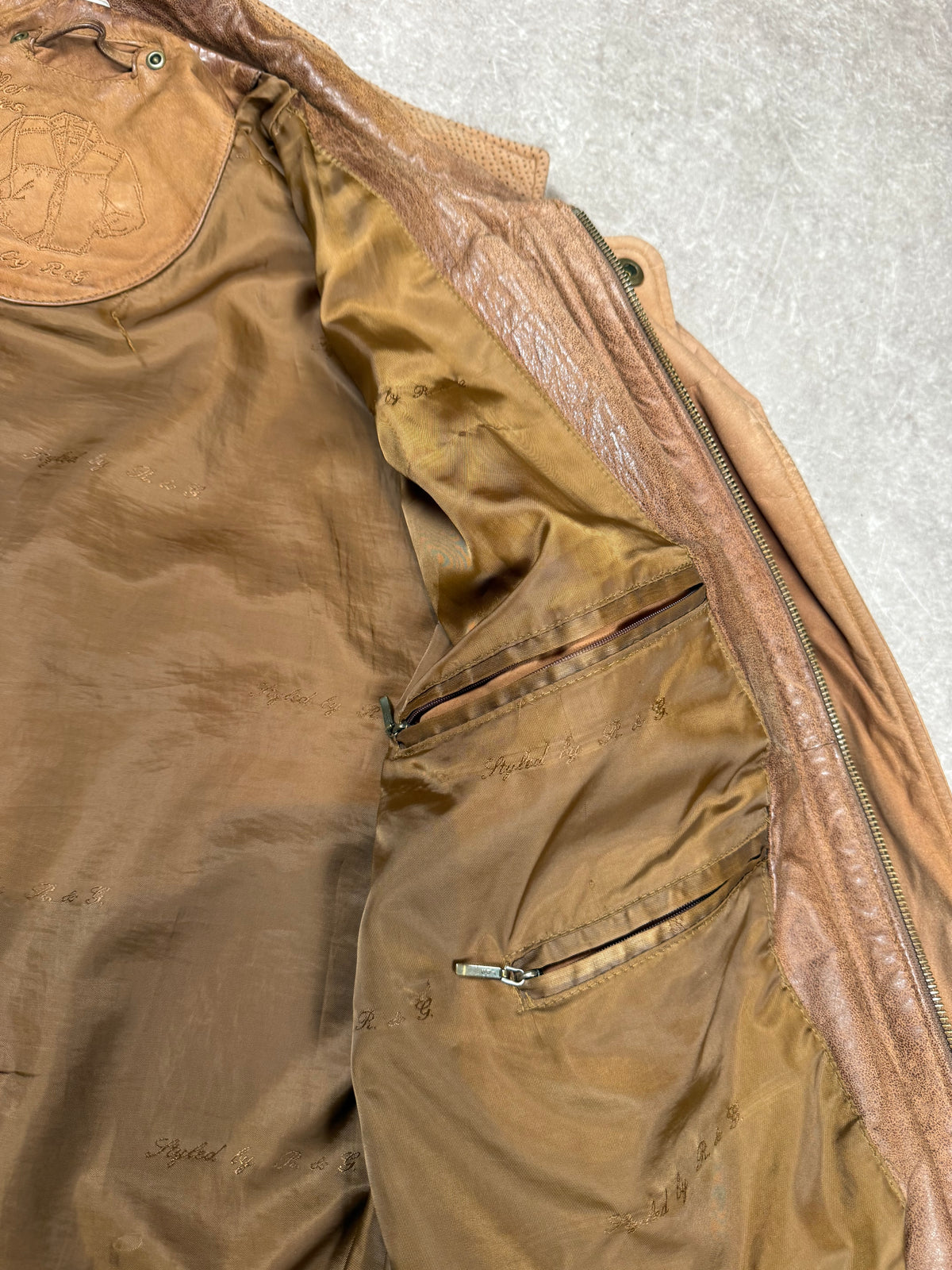 Vintage R&G Herren Lederjacke Gr. 56 Braun – 80er/90er Blouson