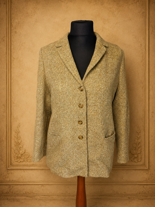 Vintage Basler Damen Blazer Gr. 42 – Beige Gold meliert Elegant