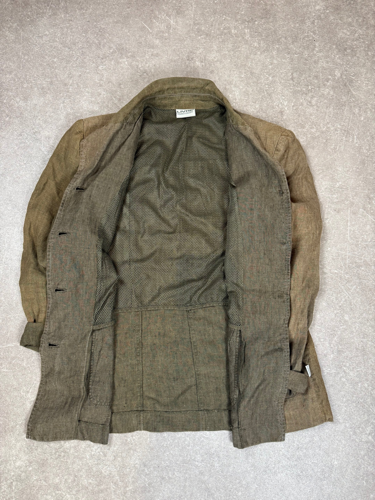 LIVRE Young Concept Damen Leinen Hosenanzug Gr. 40 Vintage Khaki Zweiteiler