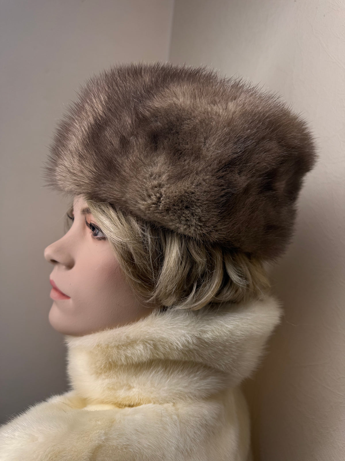 Vintage Nerz Pelzmütze Echtpelz Braun Russische Wintermütze Damen Luxury Fur Hat