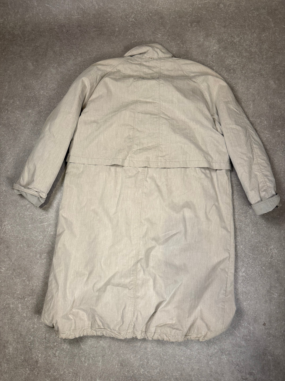 Vintage TRADEZ Damen Mantel Gr. 38 Beige Grau Stehkragen Longcoat
